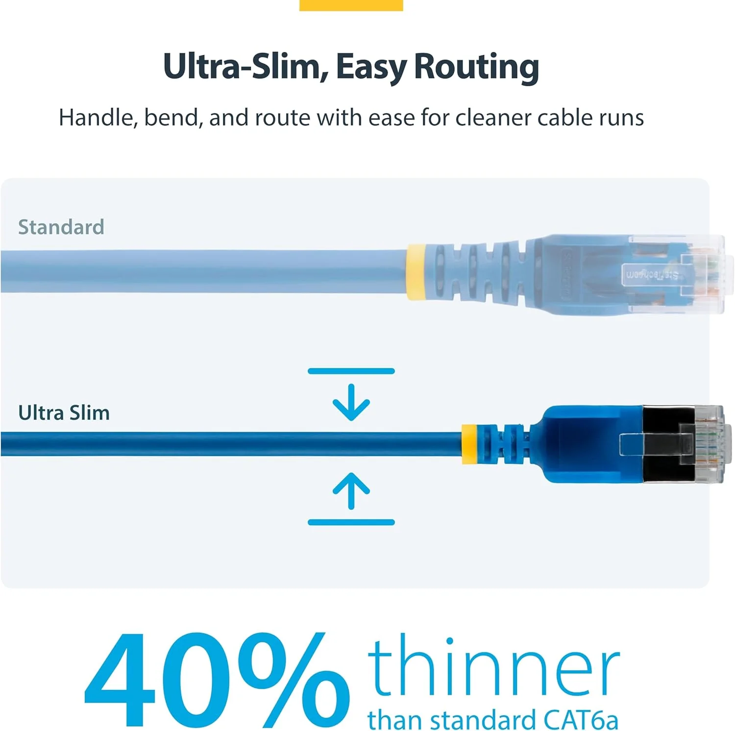 StarTech Cavo Ethernet CAT6a Ultra Sottile da 15 cm Blu, Snagless, FTP in Rame Puro 34AWG, Cavo Patch RJ45 Sottile, Testato Individualmente - Image 4