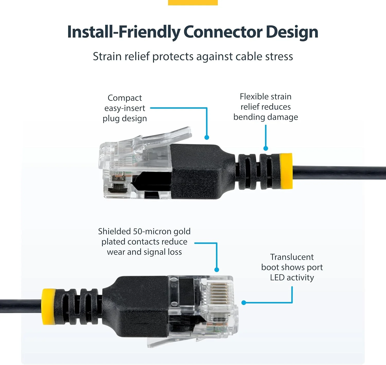 StarTech Cavo Ethernet CAT6a Ultra Sottile da 30 cm Nero, Snagless, UTP in Rame Puro 34AWG, Cavo Patch RJ45 Sottile, Sottoposto a Test Fluke - Image 4