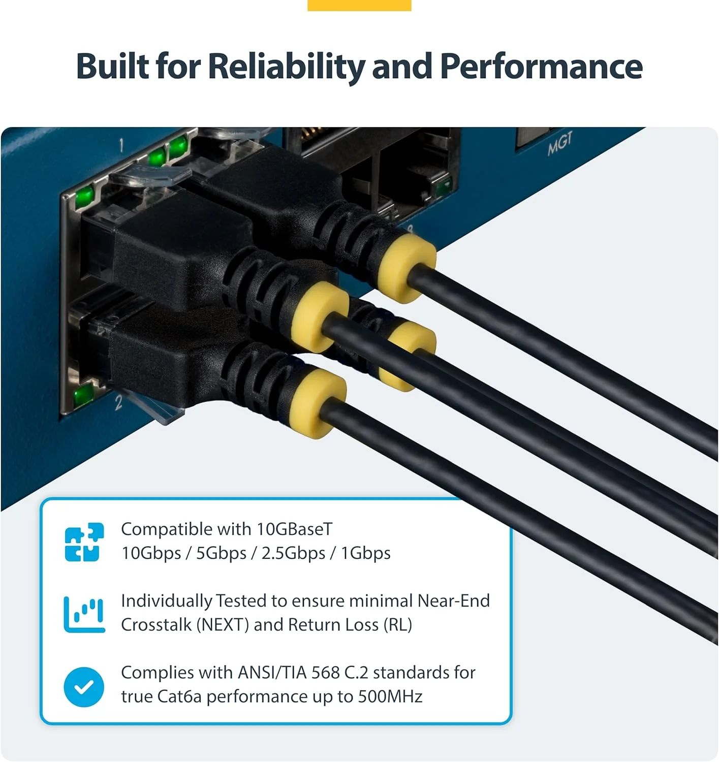 StarTech Cavo Ethernet CAT6a Ultra Sottile da 30 cm Nero, Snagless, UTP in Rame Puro 34AWG, Cavo Patch RJ45 Sottile, Sottoposto a Test Fluke - Image 5