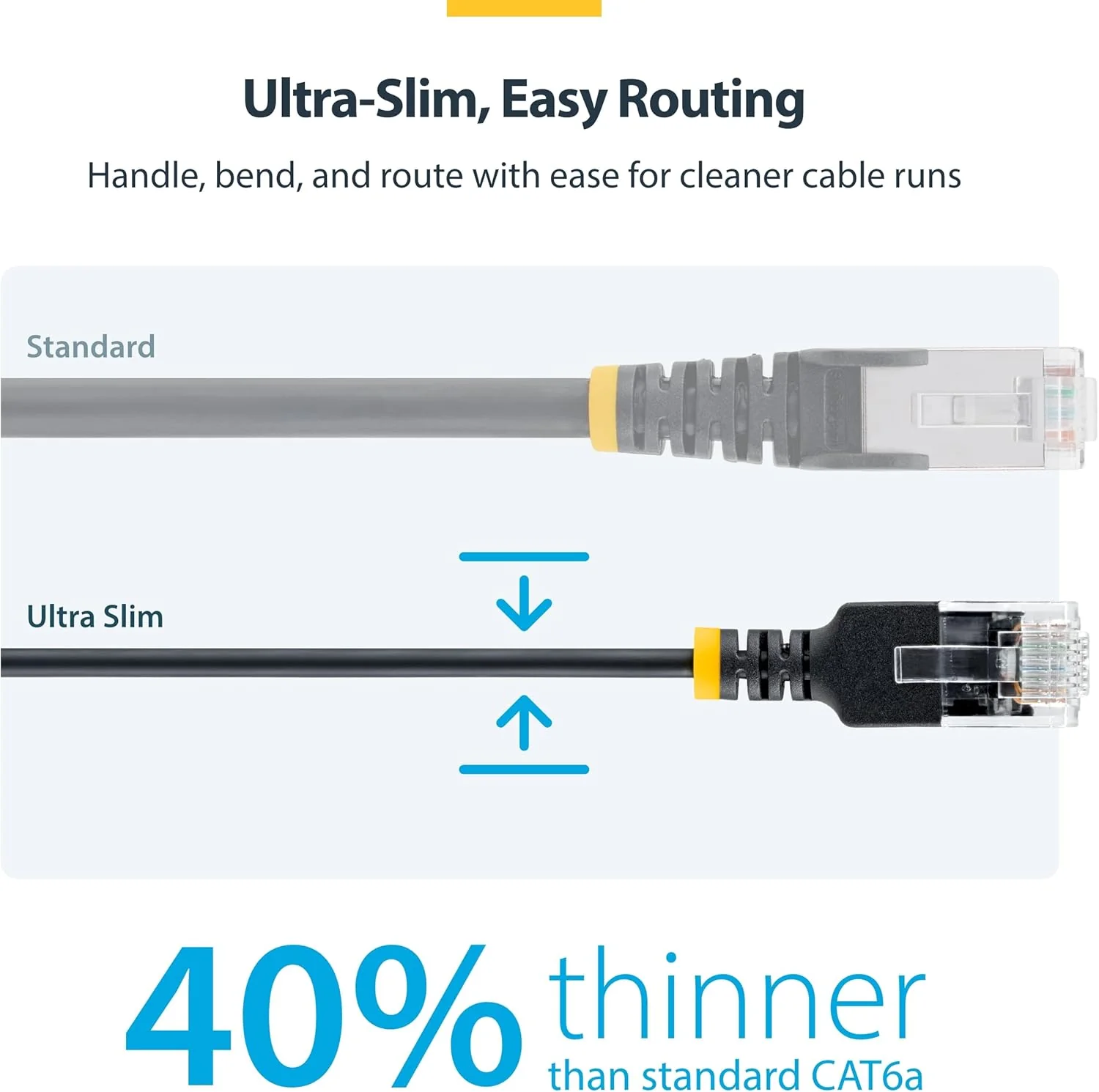 StarTech Cavo Ethernet CAT6a Ultra Sottile da 15 cm Nero, Snagless, UTP in Rame Puro 34AWG, Cavo Patch RJ45 Sottile, Sottoposto a Test Fluke - Image 7
