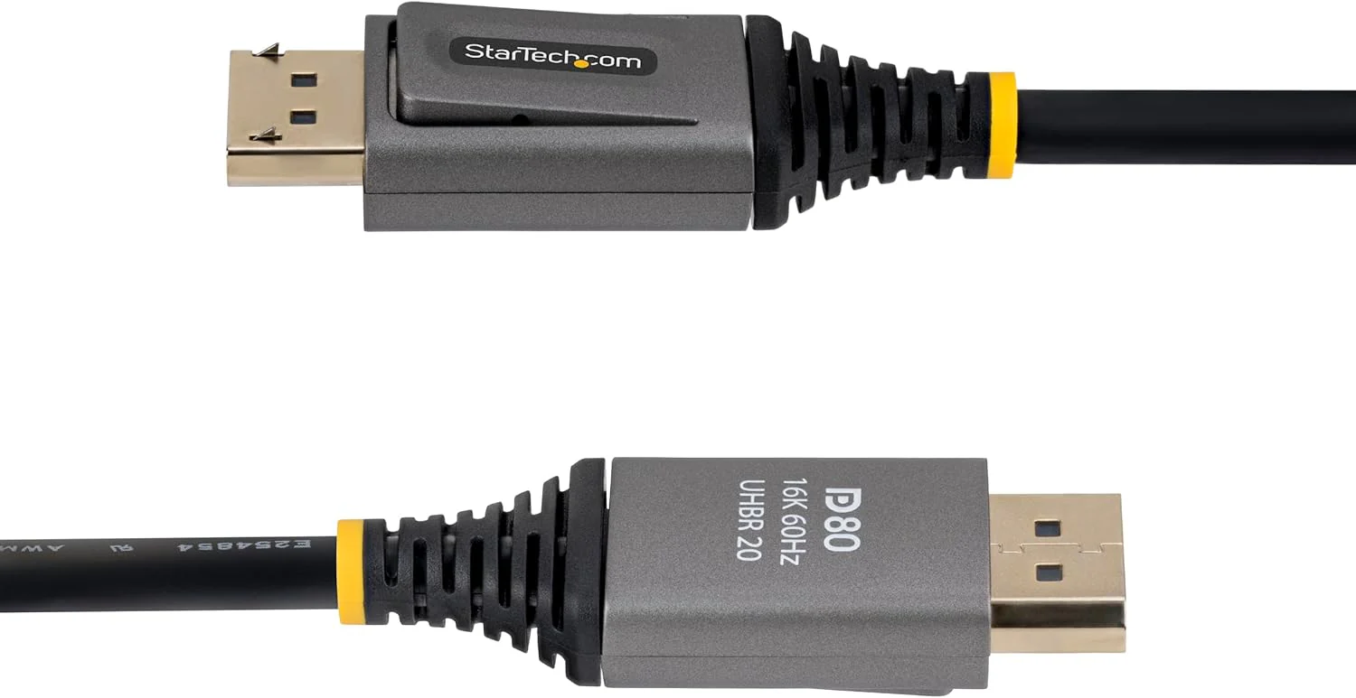 StarTech 1m DisplayPort 2.1 Cable, VESA Certified DP80 DisplayPort Cable, Uncompressed 10K/8K 60Hz, 16K 60Hz/8K 240Hz w/DSC 1.2a, DP 2.1 Monitor Cord - Image 3