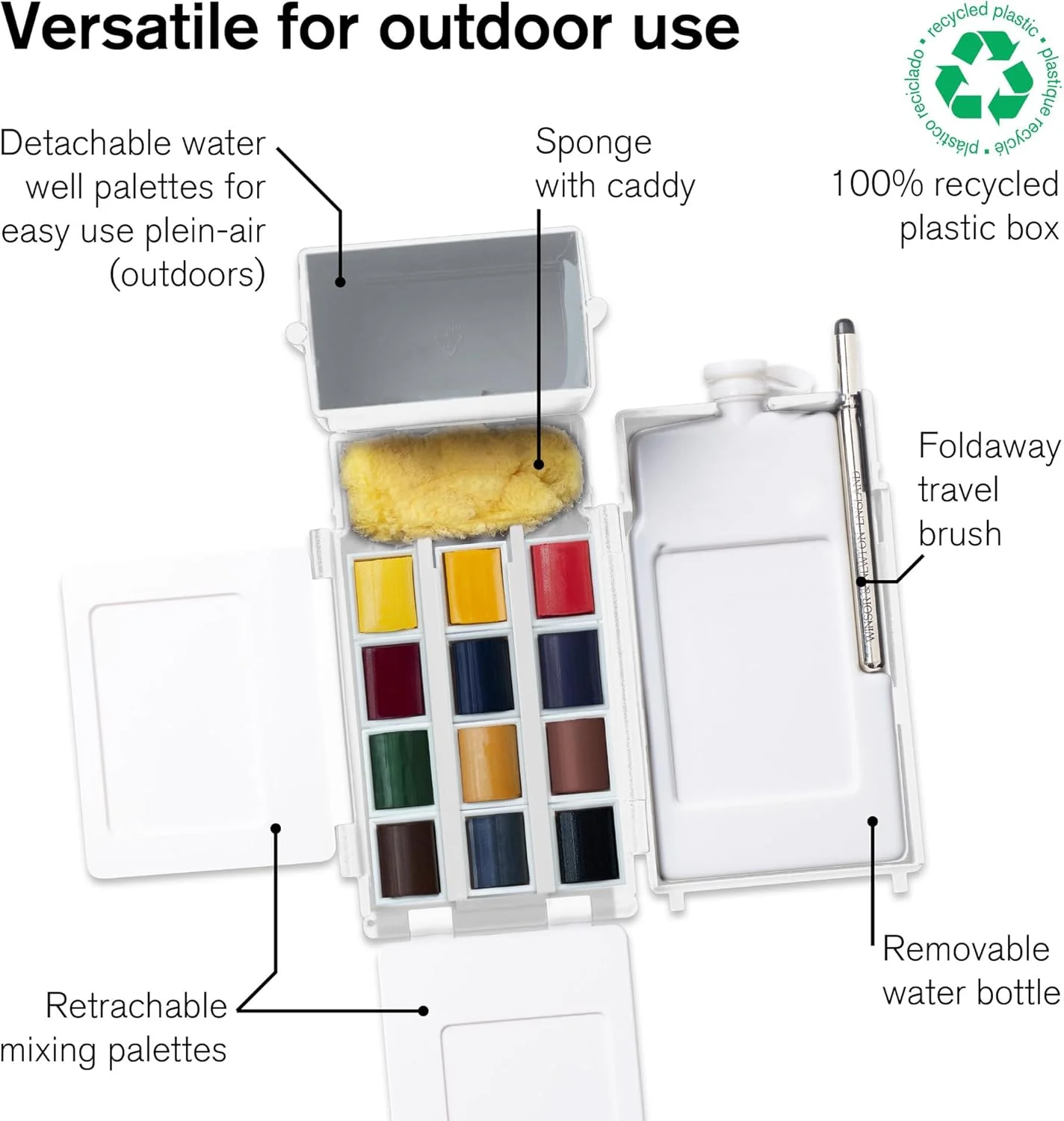 Winsor & Newton 0190685 Professional Water Colour, fijnste kunstenaars aquarelverf met de hoogst mogelijke pigmentatie, uitstekende lichtechtheid - Field Box 12 x halve napjes - Image 3