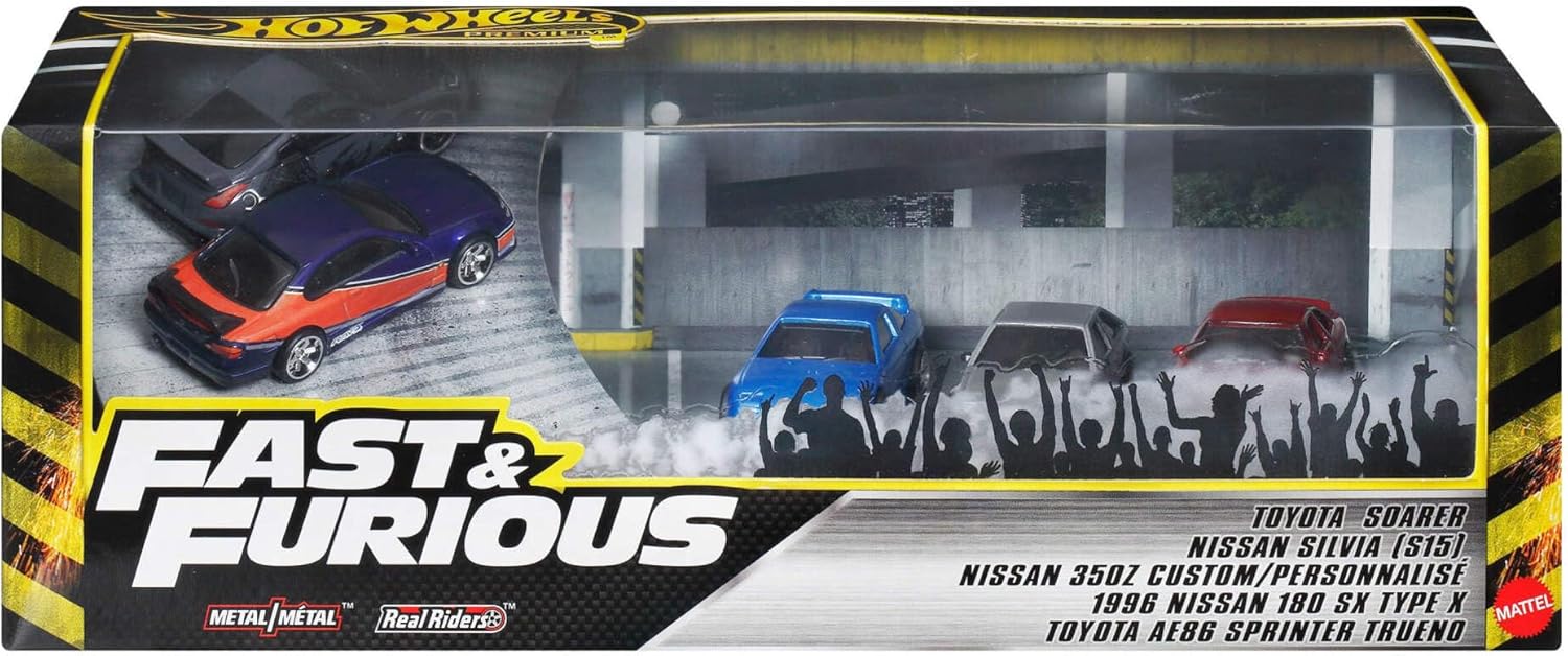 Hot Wheels Toy Cars, Premium Fast & Furious Tokyo Drift Bundle, 5 1:64 Scale Die-Cast Vehicles from the Fast Movie in Collectable Packaging - Image 6
