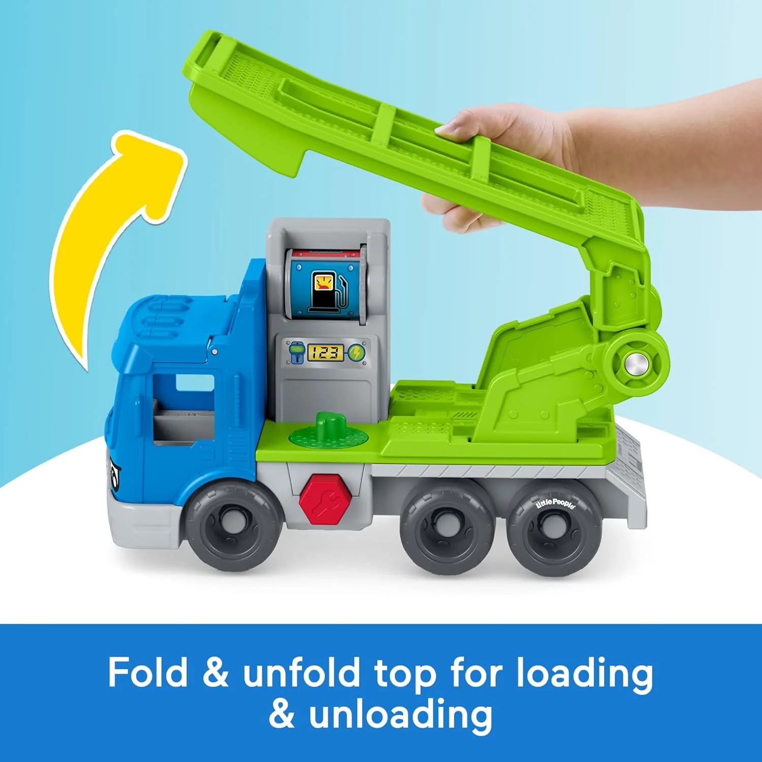 Fisher-Price Little People Toddler Toy Load & Roll Hauler Car Carrier & Mechanic Playset for Preschool Pretend Play Kids Ages 1+ Years, JJY78 - Image 2