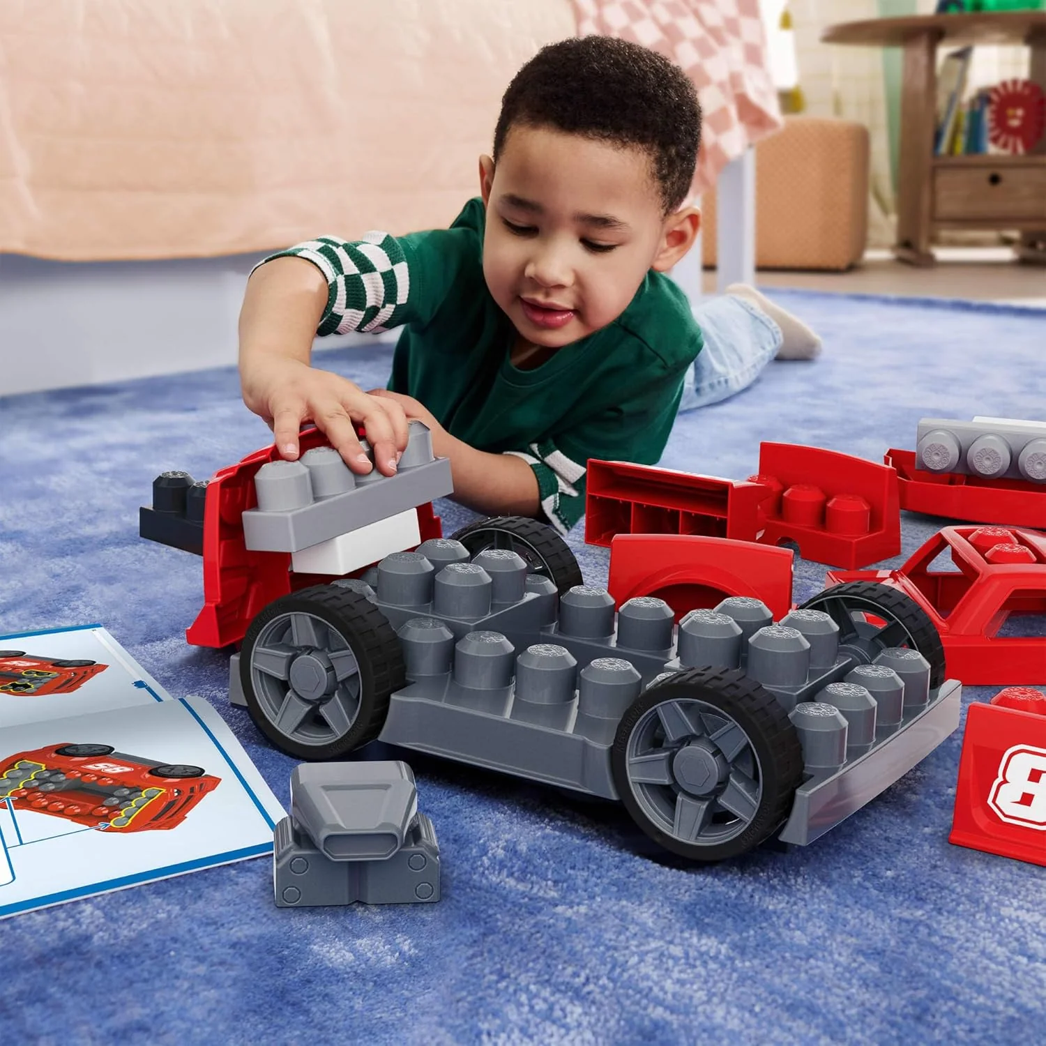 Mega BLOKS Ma Voiture de Course à Construire, Coffret de Construction 3 en 1 pour Les Tout-Petits (constructions alternatives : Un Pick-up ou Un Hot Rod), avec 26 éléments et des Roues, JKG35 - Image 4