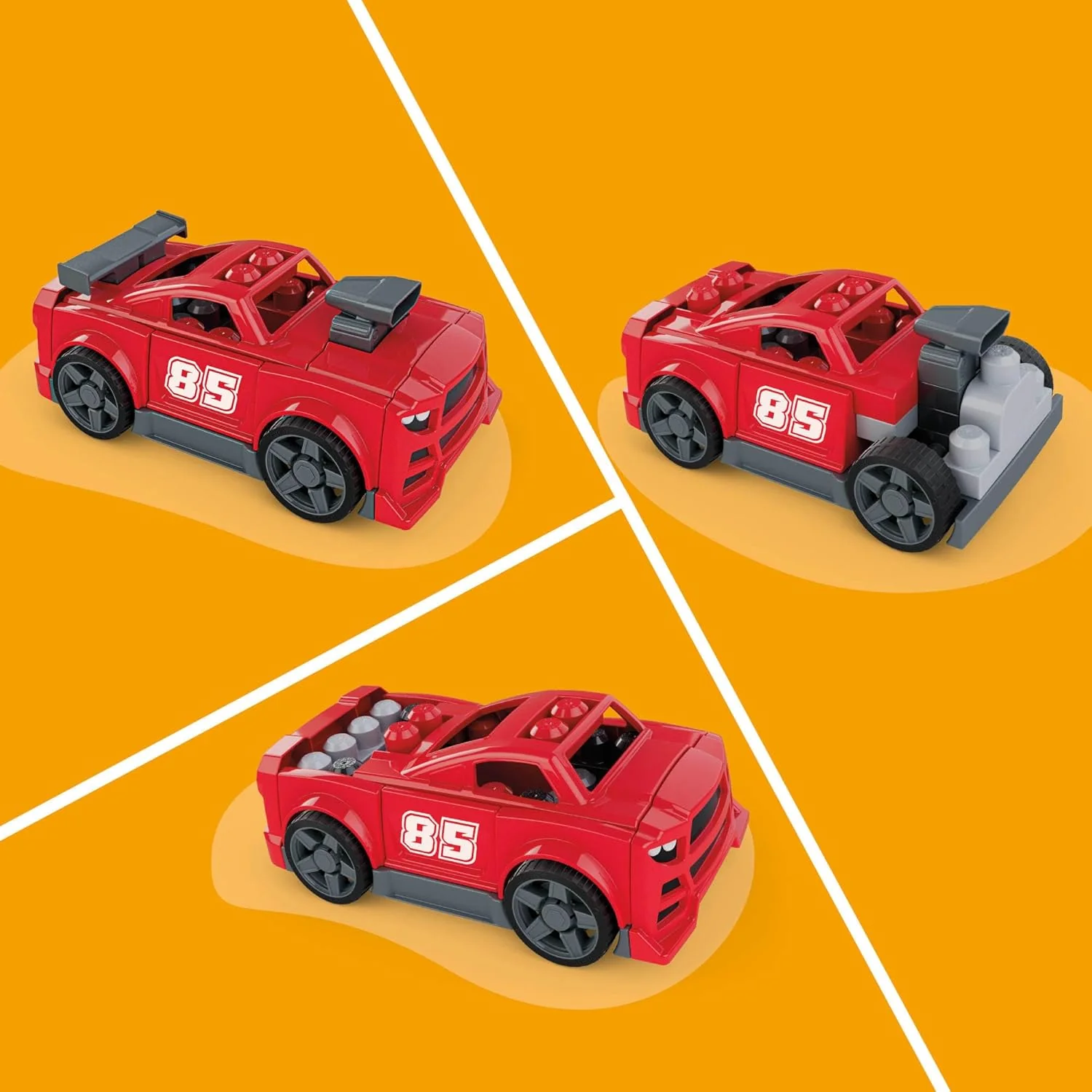 Mega BLOKS Ma Voiture de Course à Construire, Coffret de Construction 3 en 1 pour Les Tout-Petits (constructions alternatives : Un Pick-up ou Un Hot Rod), avec 26 éléments et des Roues, JKG35 - Image 6
