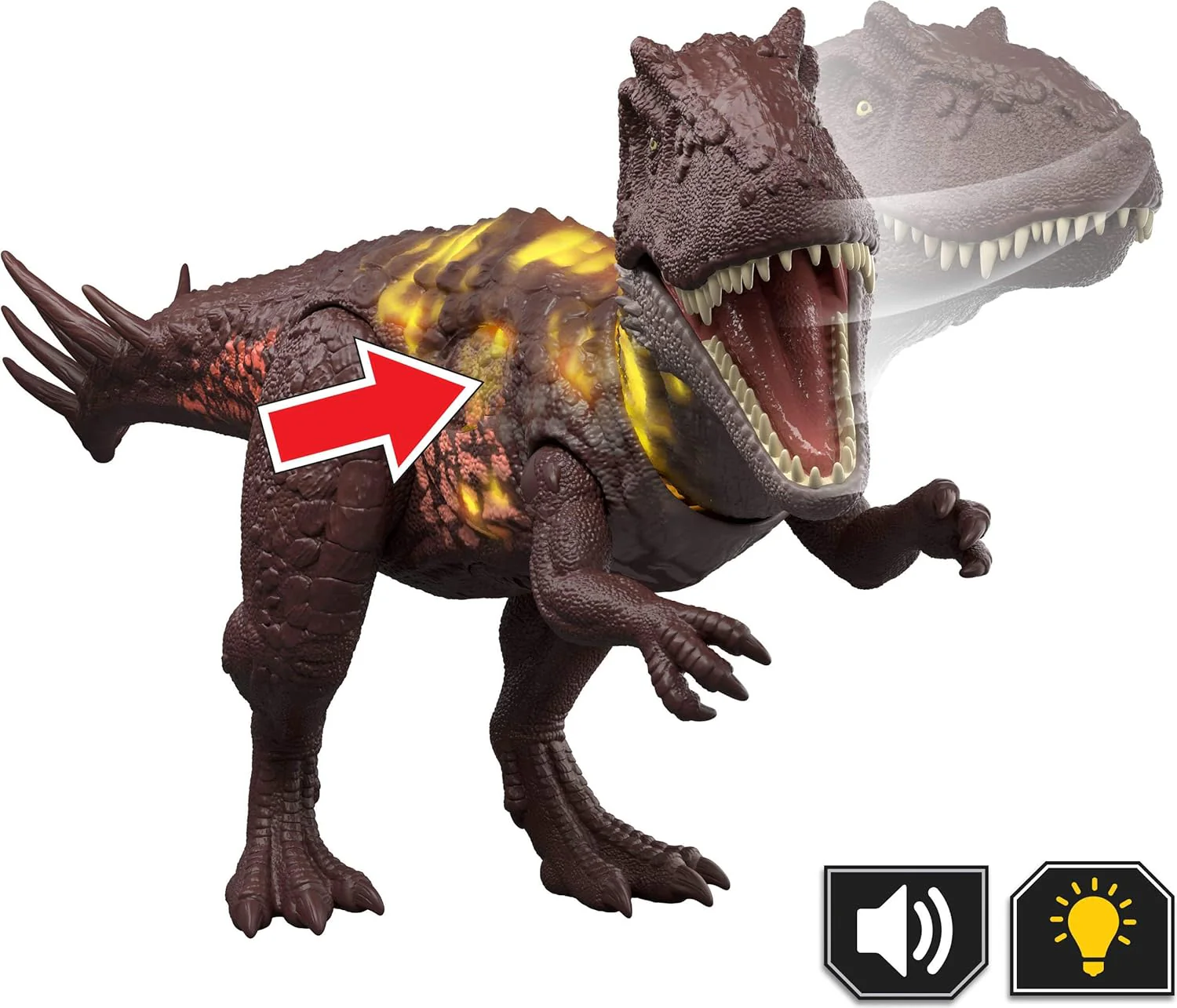 Mattel Jurassic World Wild Roar Metriacanthosaurus Dinosaur Action Figure Toy, Sounds & Attack & Lights, Scan Code for Digital Play, JKL83 - Image 4