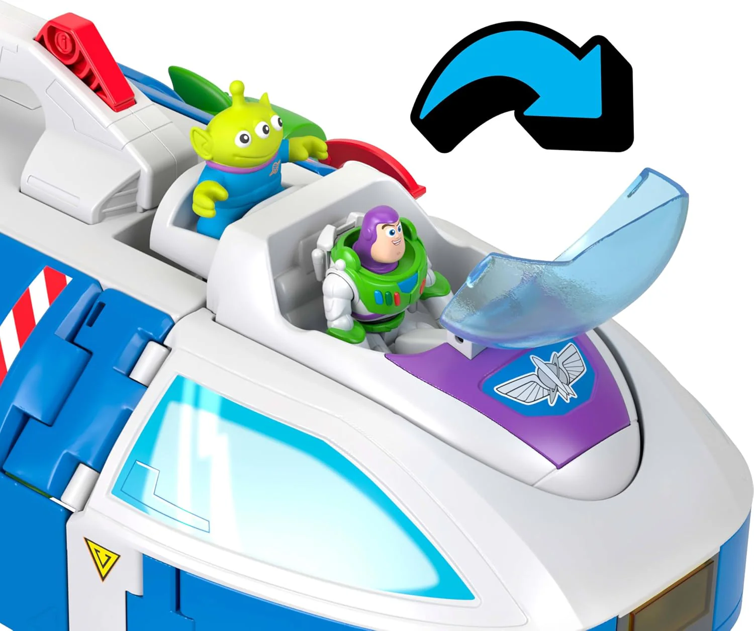 Fisher-Price Imaginext Transforming Buzz Lightyear Ship Toy Vehicle with lights, sounds,3-inch Action Figures, Launcher and Projectiles, JKW48 - Image 2
