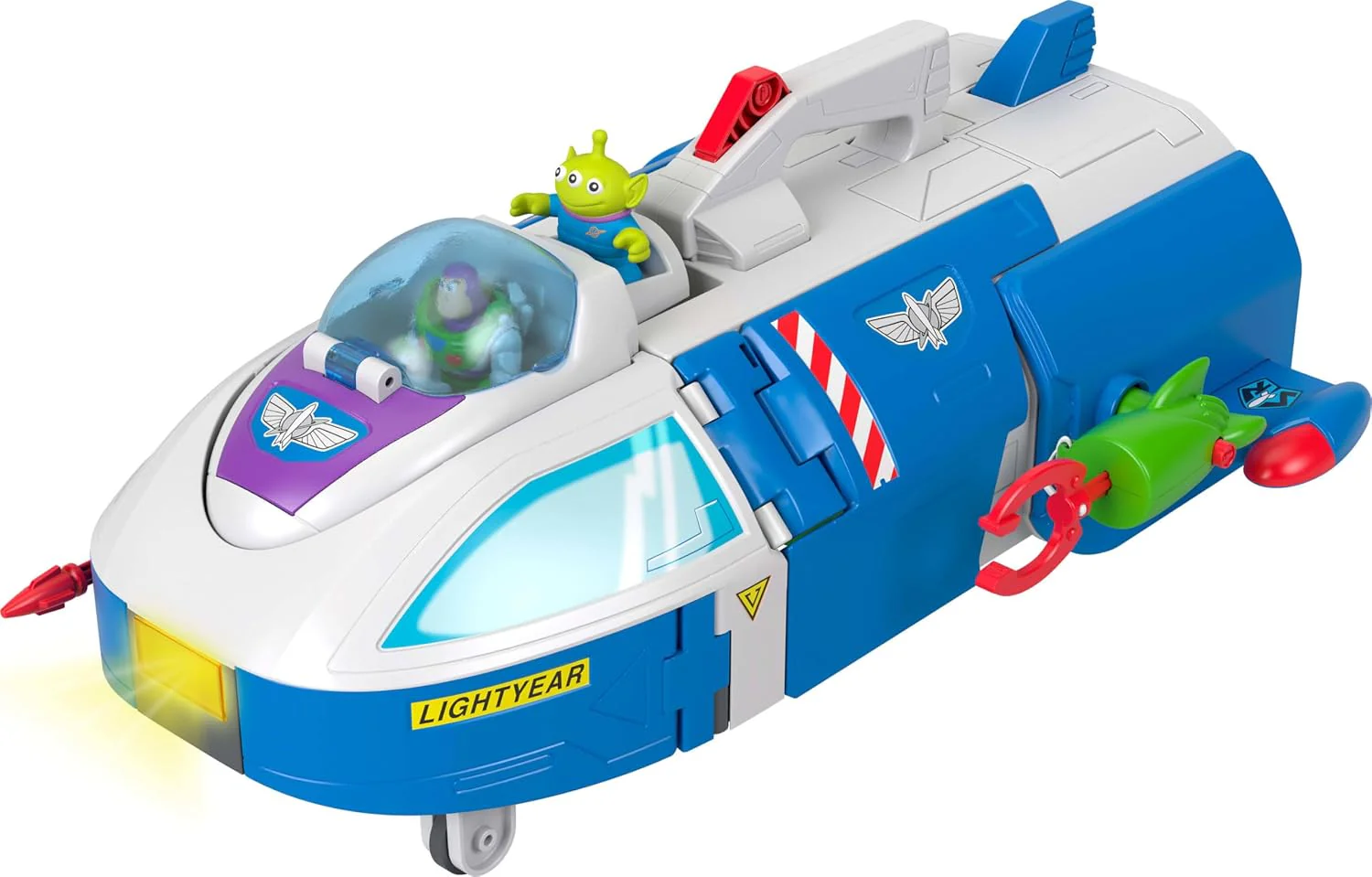 Fisher-Price Imaginext Transforming Buzz Lightyear Ship Toy Vehicle with lights, sounds,3-inch Action Figures, Launcher and Projectiles, JKW48 - Image 5