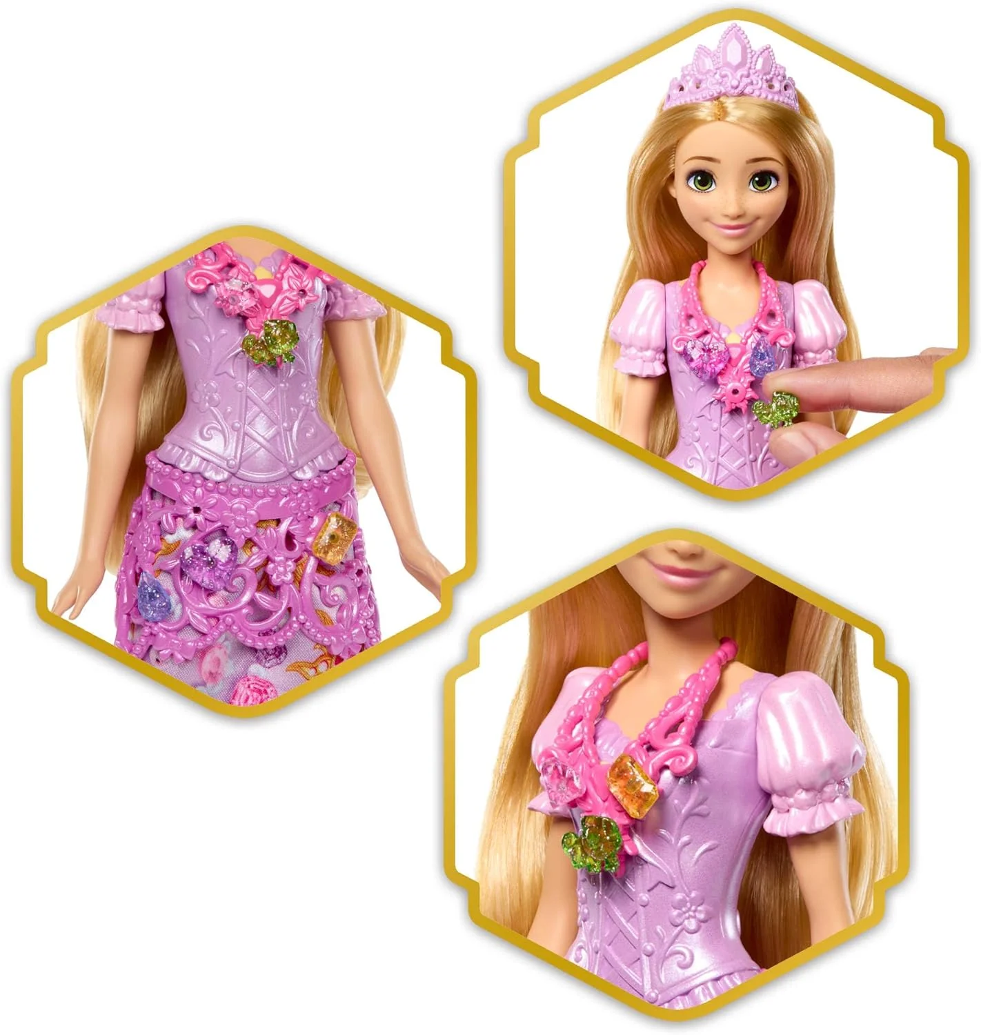 Mattel Disney Princess Rapunzel Fashion Doll & Accessories with 8 Surprises, Including Heart Gem Box, Ring for Child & 9 Play Pieces, Inspired by Movie, JLK28 - Image 3