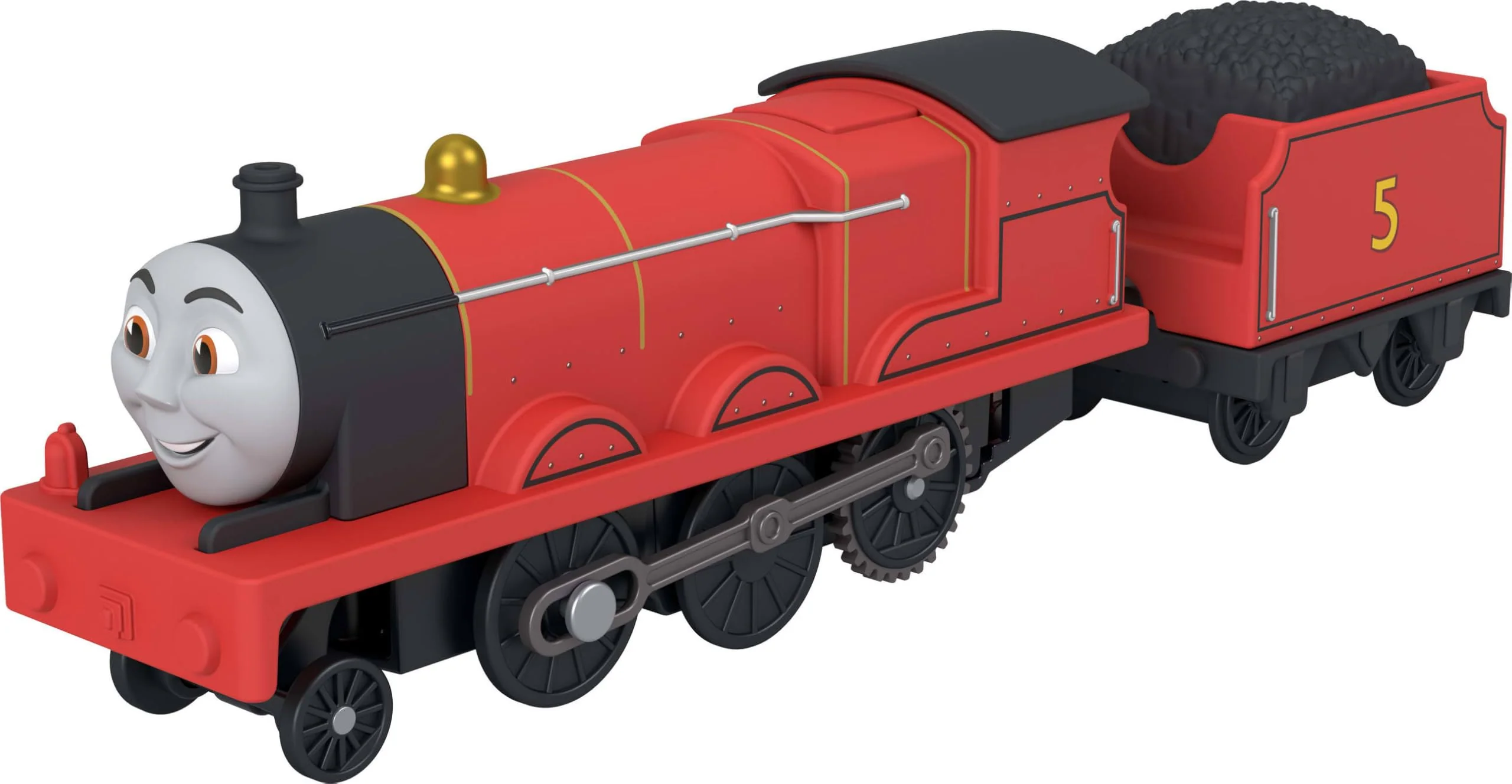 Thomas & Friends von Fisher-Price Batteriebetriebener Spielzeugzug, Batteriebetriebene Lok James mit Kohlewagen, Klassische Figuren aus der Serie, JLL51
