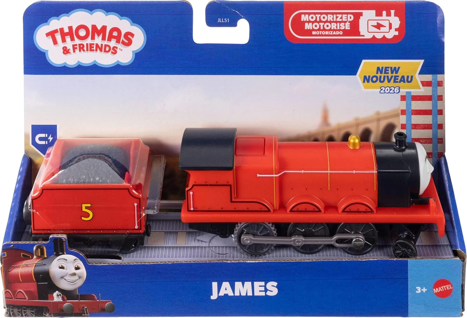 Thomas & Friends von Fisher-Price Batteriebetriebener Spielzeugzug, Batteriebetriebene Lok James mit Kohlewagen, Klassische Figuren aus der Serie, JLL51 - Image 4