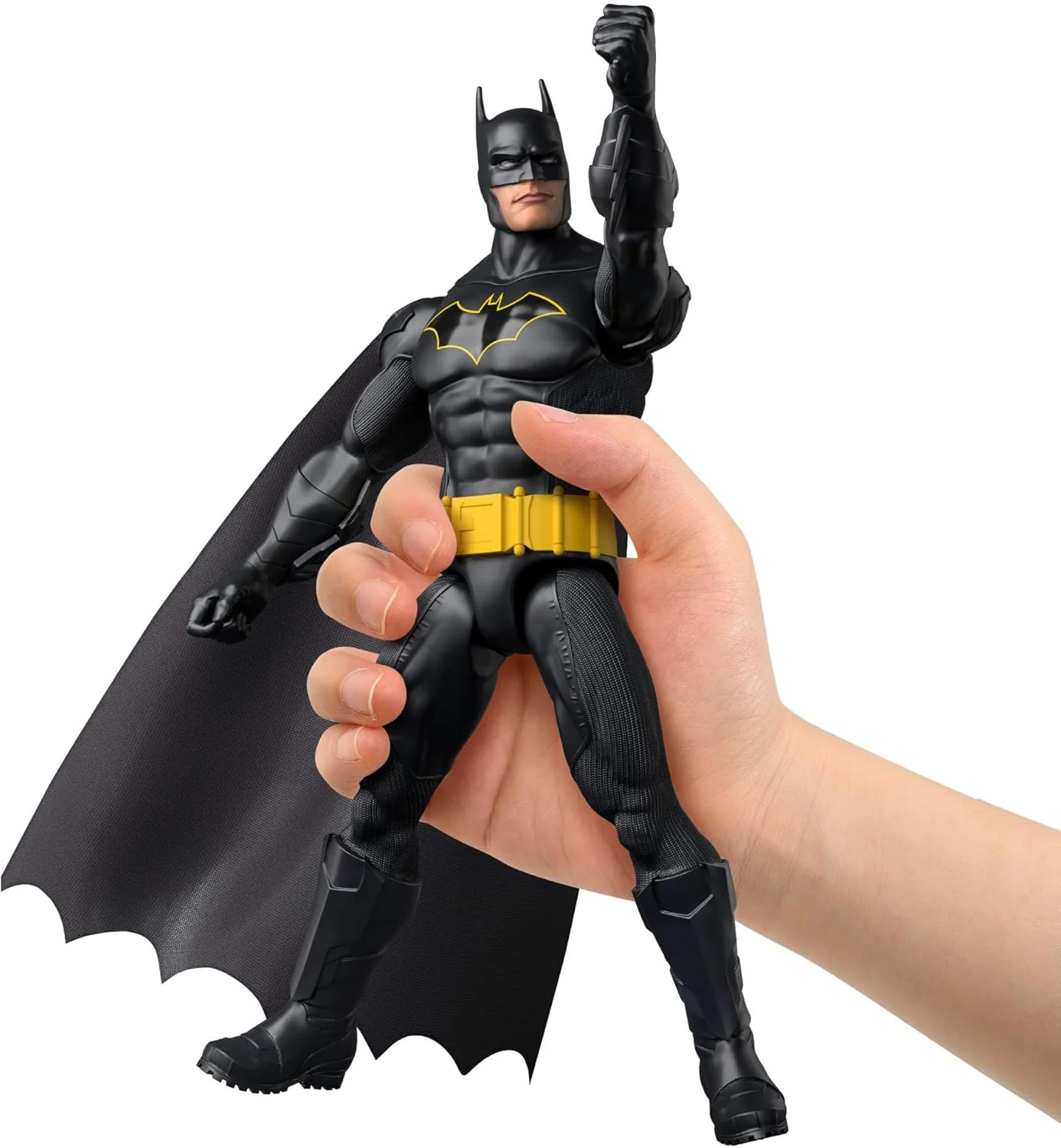 Mattel DC 12-Inch Batman Action Figure, Black Batsuit with Yellow Belt & Fabric Cape, Detailed Design & 7 Points of Articulation, JMD68 - Image 5