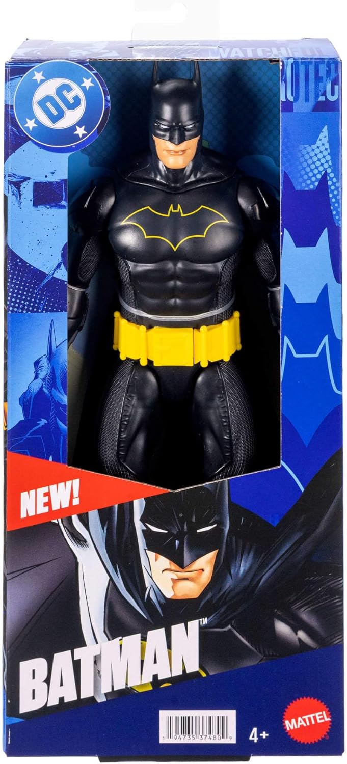 Mattel DC 12-Inch Batman Action Figure, Black Batsuit with Yellow Belt & Fabric Cape, Detailed Design & 7 Points of Articulation, JMD68 - Image 6