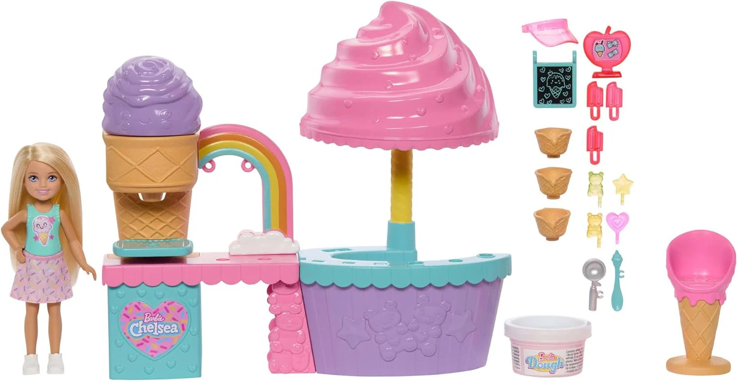 Barbie Club Chelsea Ice Cream Shop Playset with Chelsea Doll, 2 Dough Colors, and Accessories, JMJ42 - Image 3
