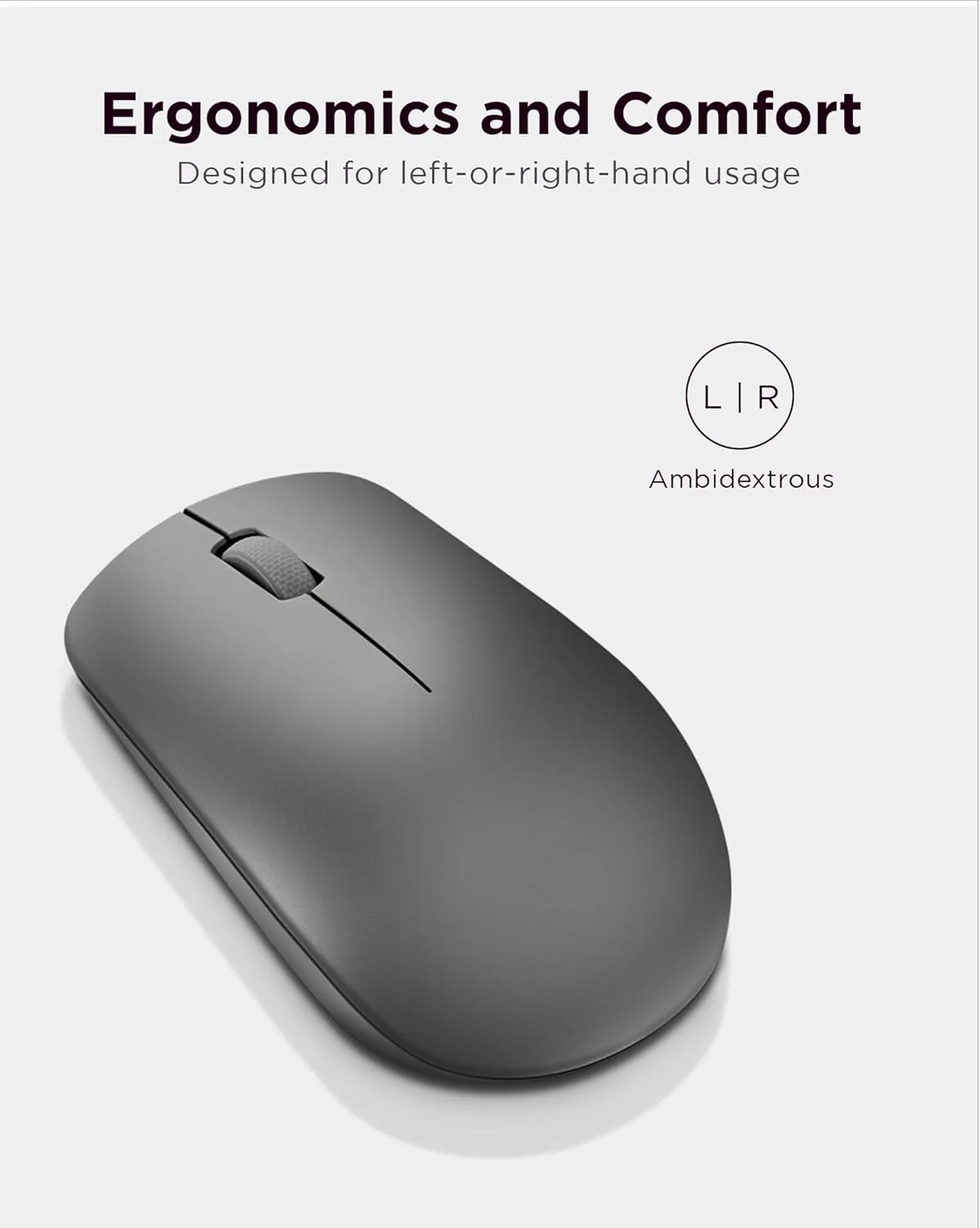 Lenovo 530 Mouse wireless - Sensore ottico 1200 dpi, design ambidestro, 2,4 GHz, 3 tasti, batteria fino a 12 mesi - Colore grafite - Image 7