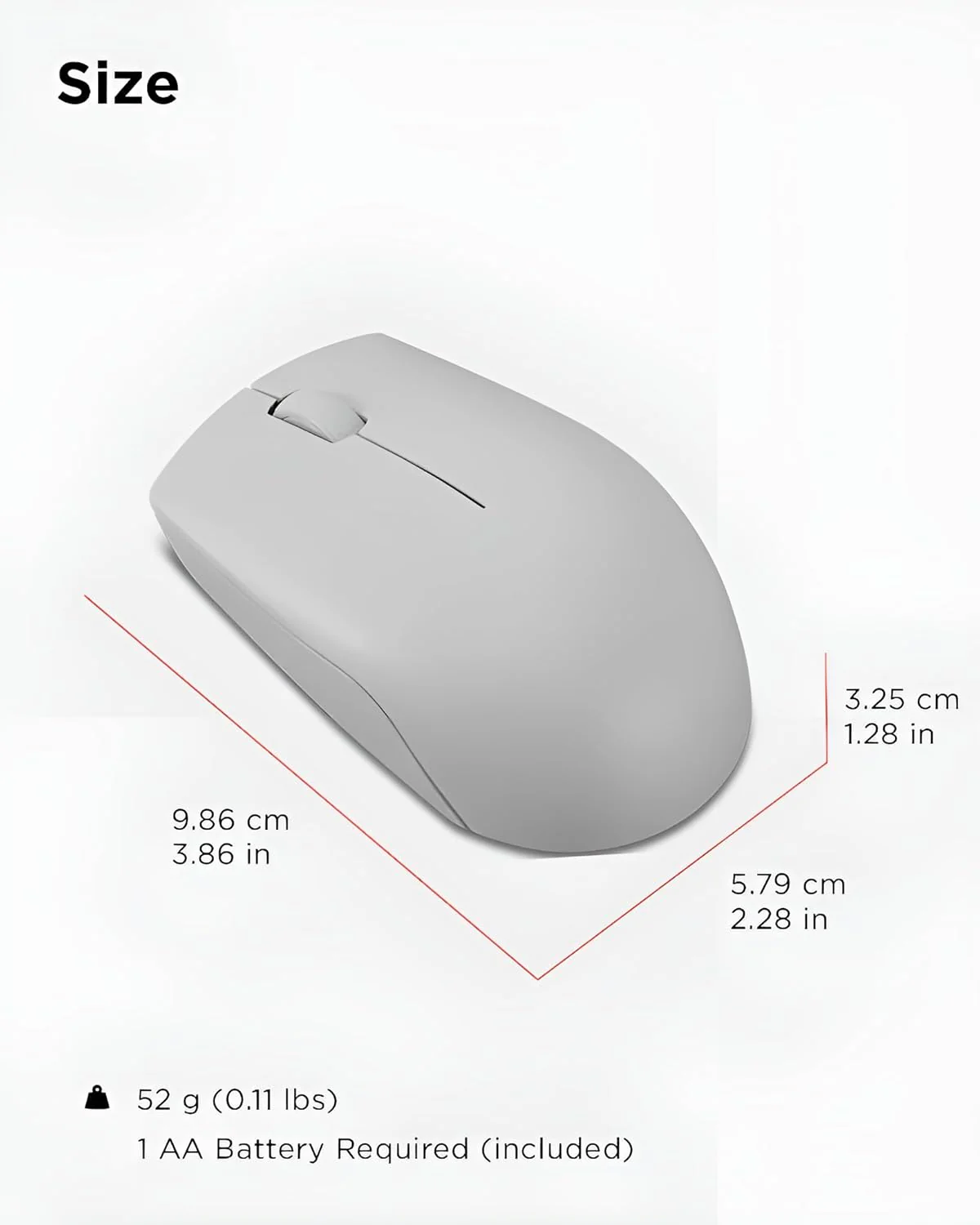 Lenovo 300 Mouse Wireless Compatto, Sensore Ottico 1000 DPI, 2,4 GHz, Ambidestro, Portatile per Laptop e PC, Arctic Grey - Image 2