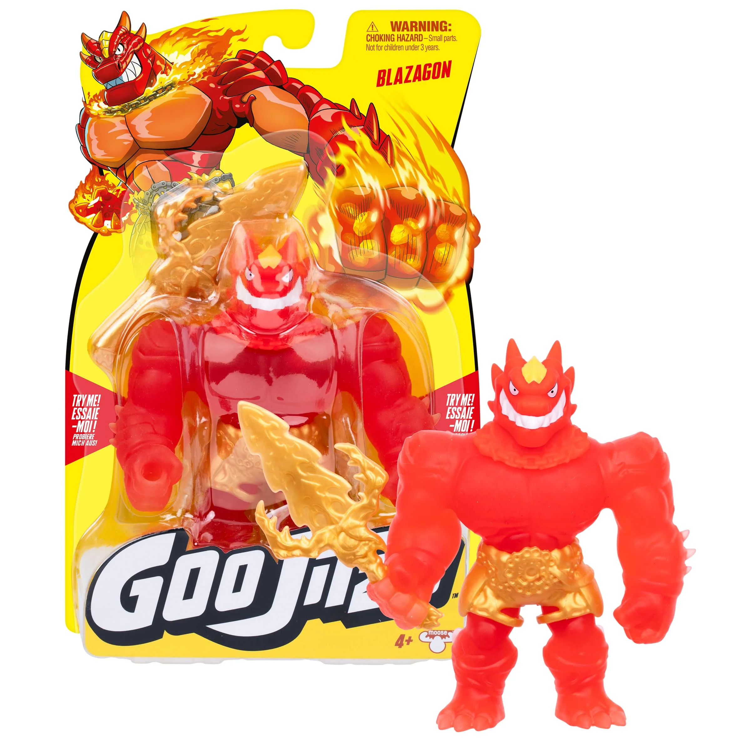 Goo Jitzu, Blazagon, Stretchy Collectible Action Figure, With Unique Goo Filling & Weapon, Tactile Sensory Toy That Stretches Up To 3x Its Size