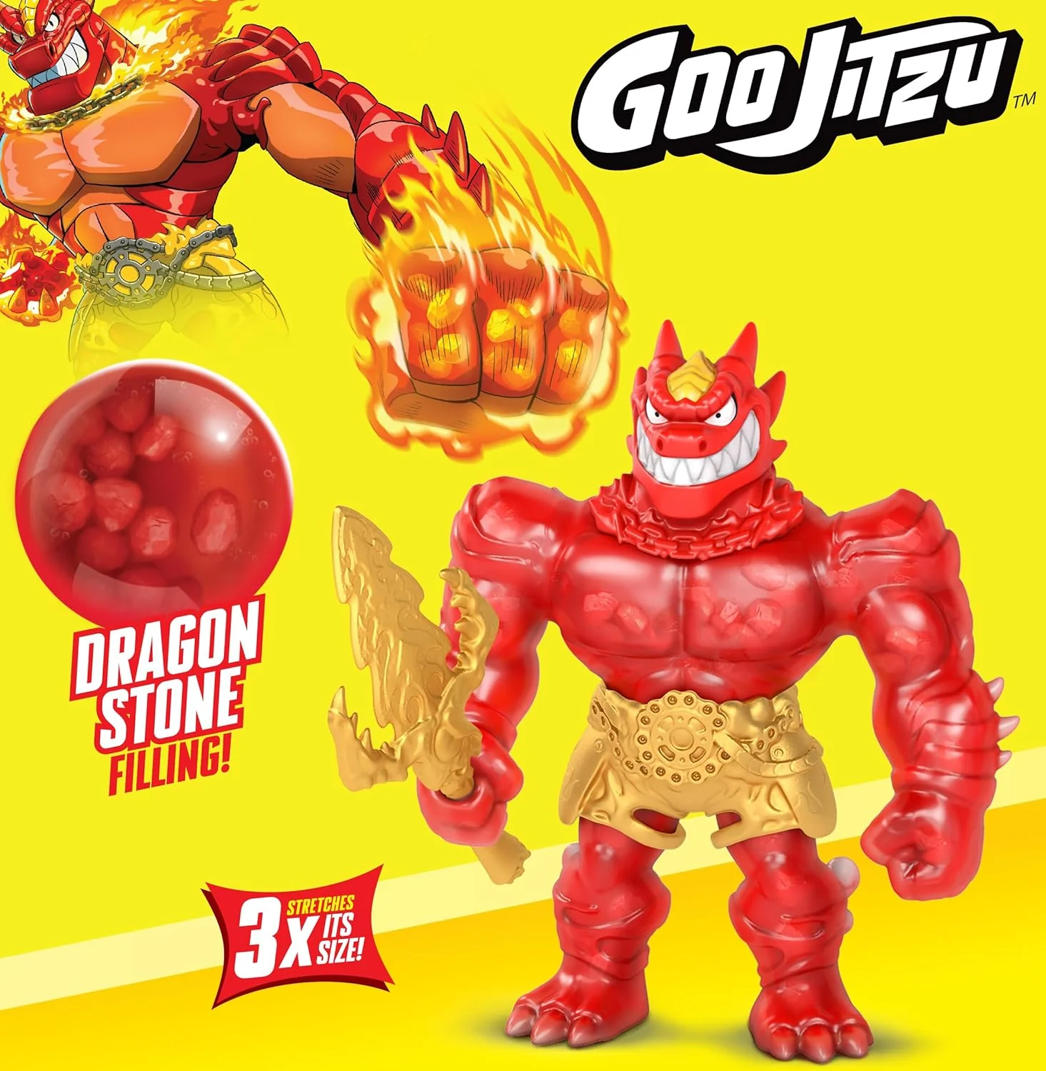 Goo Jitzu, Blazagon, Stretchy Collectible Action Figure, With Unique Goo Filling & Weapon, Tactile Sensory Toy That Stretches Up To 3x Its Size - Image 2