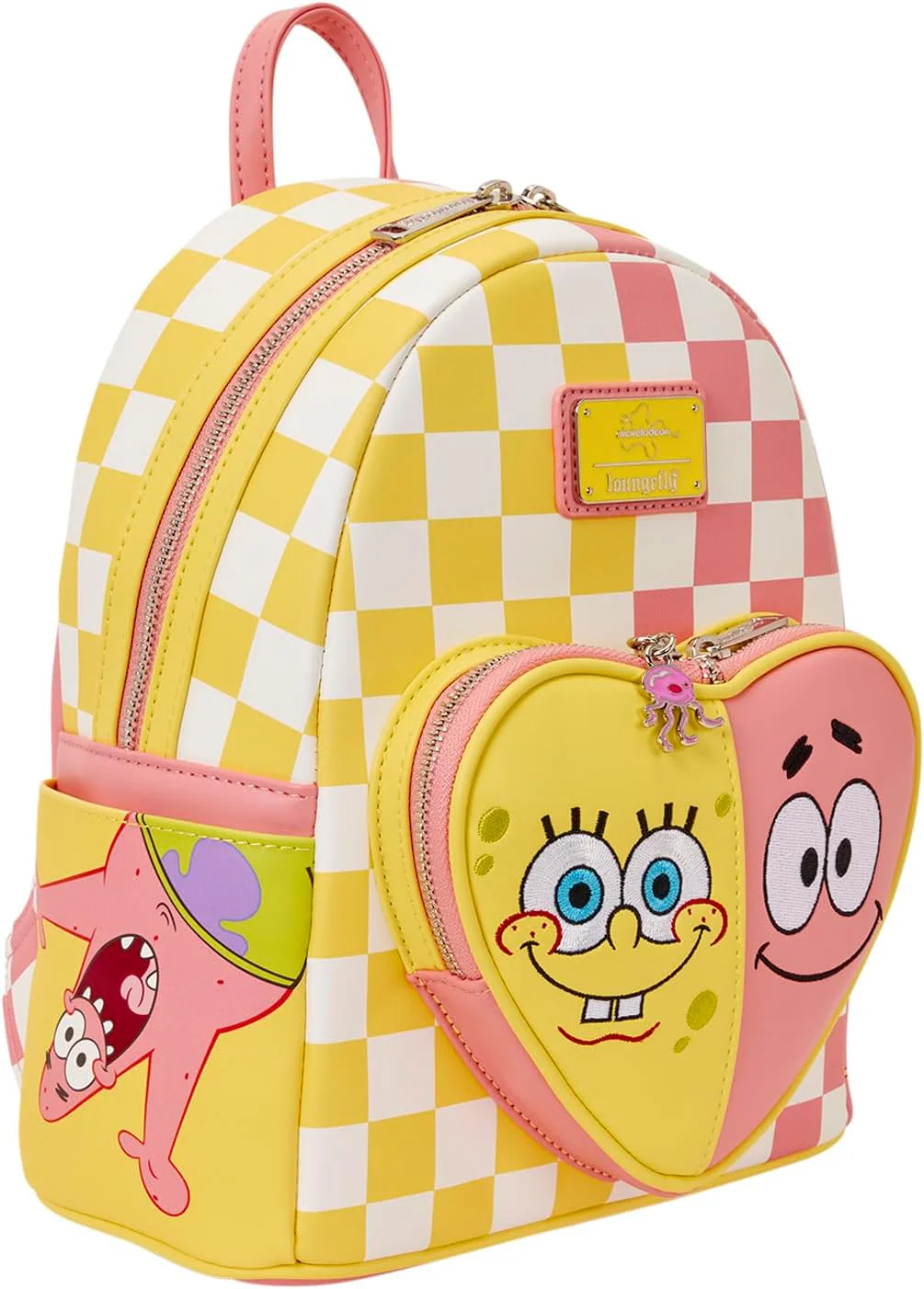 Loungefly Nickelodeon Spongebob Squarepants - Patrick Star - Mini Zaino a Scacchi con Tasca Frontale a Forma di Cuore - Ideale per Bambini e Adulti - Borse da Collezione - Image 3