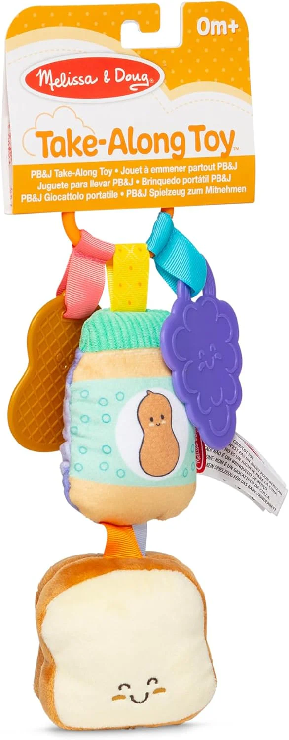Melissa & Doug Multi-Sensory PB&J Take-Along Clip-On Baby Toy | Sensory toy for Infants | Developmental Toy for Toddlers | 0+ | Gift for Baby Boys or Baby Girls - Image 4