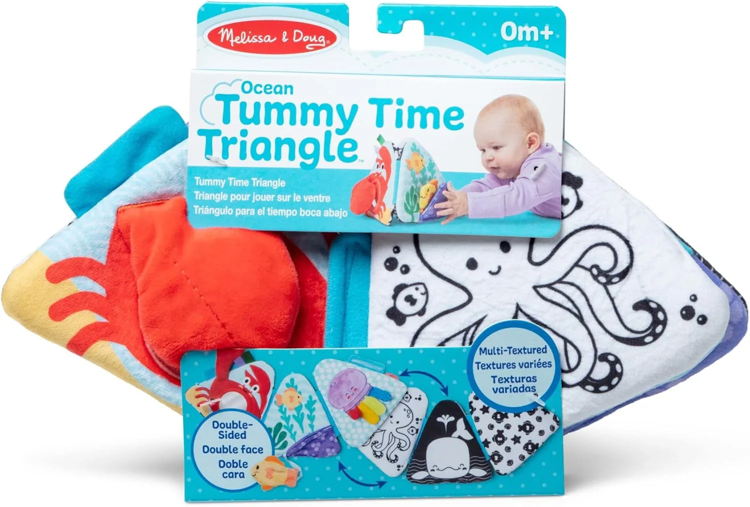 Melissa & Doug Ocean Tummy Time Triangle Infant Baby Toy, Soft Sensory Play with Textures, Mirror, Floor Toy for Newborns to Ages 6 Months, 11.5 x 8.1 x 1.25 - Image 2