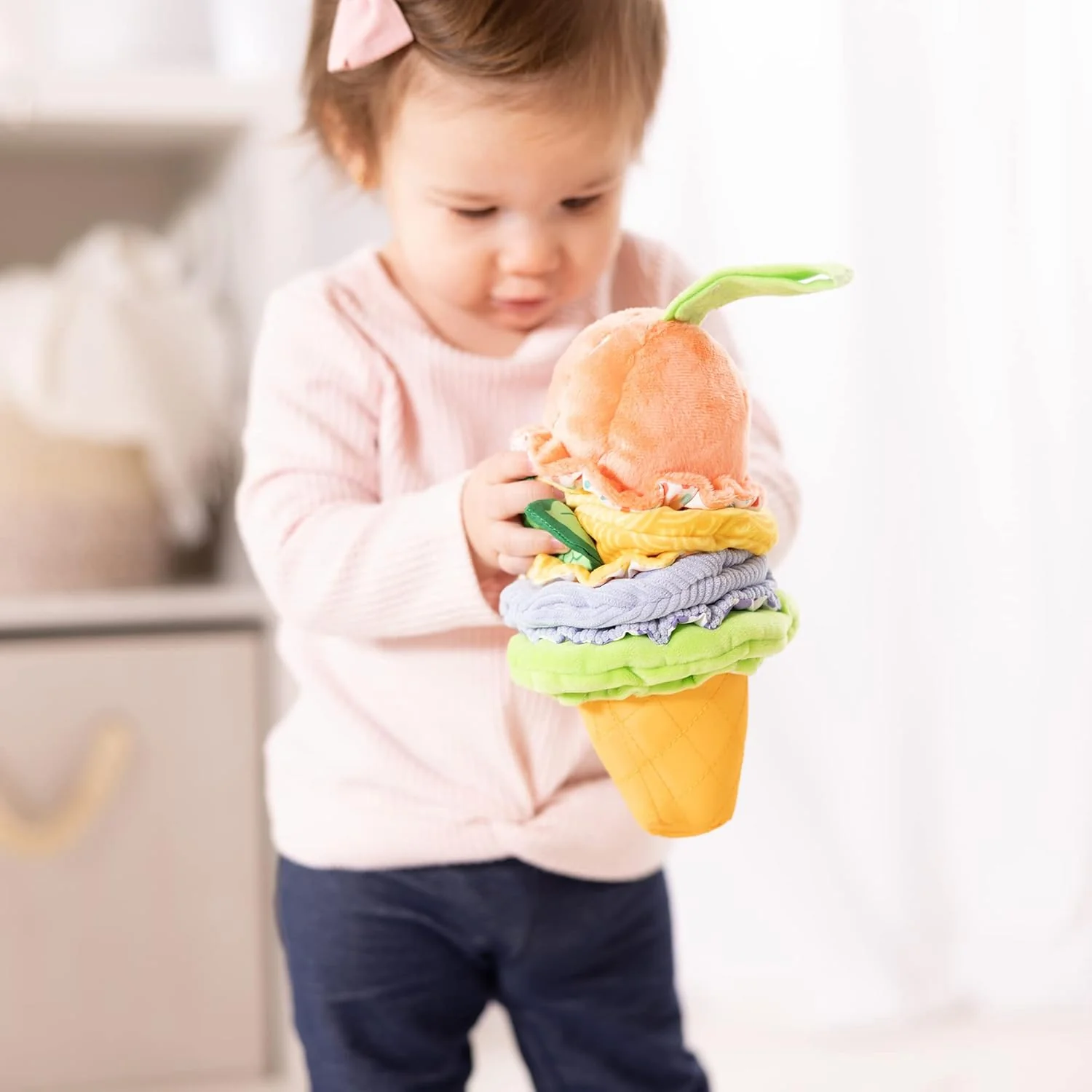 Melissa & Doug Ice Cream Take-Along Clip-On infant toy with sound and vibration - Early development & activity toys - Soft play food baby toys 0 months plus - Baby girl & baby boy toys - Image 6