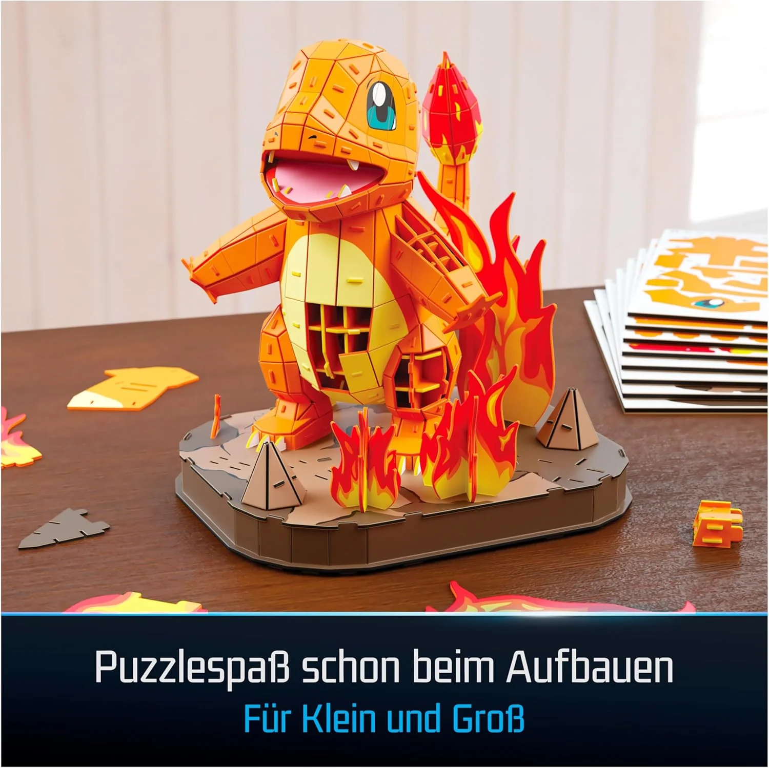4D Build - Pokémon Glumanda - detailreicher 3D-Modellbausatz aus hochwertigem Karton, 241 Teile, leicht zu Bauen, ab 12 Jahren, Blau - Image 6