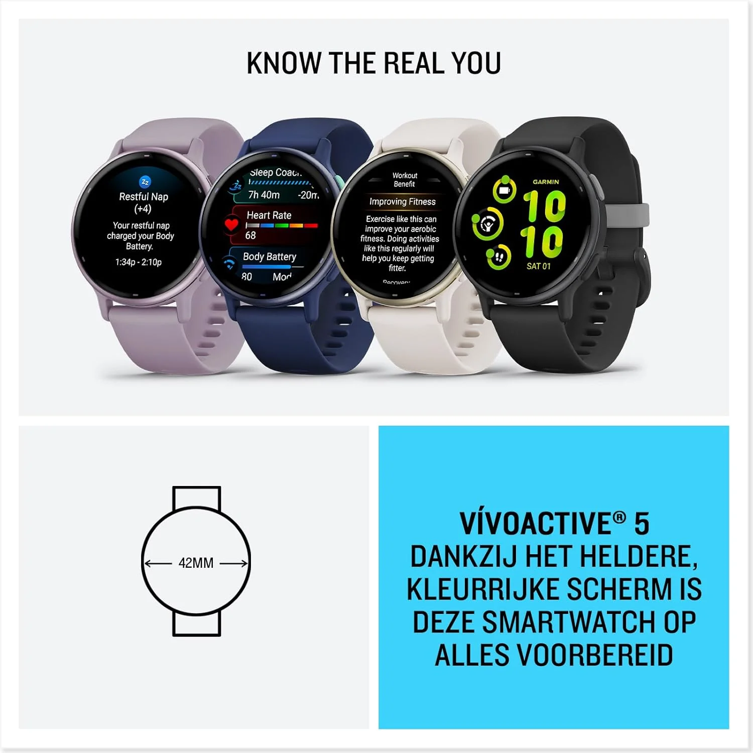 Garmin Vivoactive 5 AMOLED GPS Smartwatch with All-day Health Monitoring and Music, Metallic Navy Aluminium Bezel with Navy Case and Silicone Band - Image 6