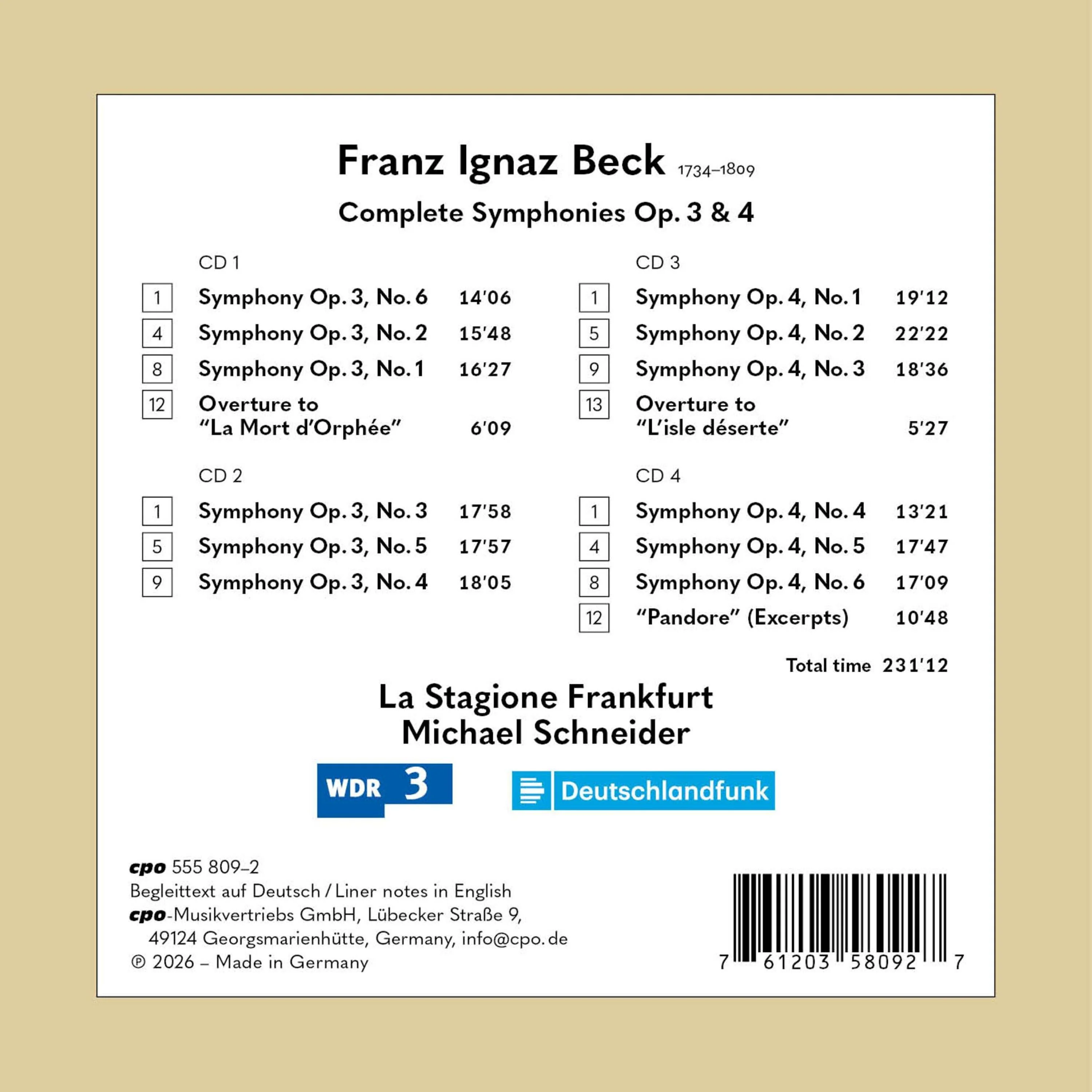 Franz Ignaz Beck: Complete Symphonies Op. 3 & 4 - Image 2
