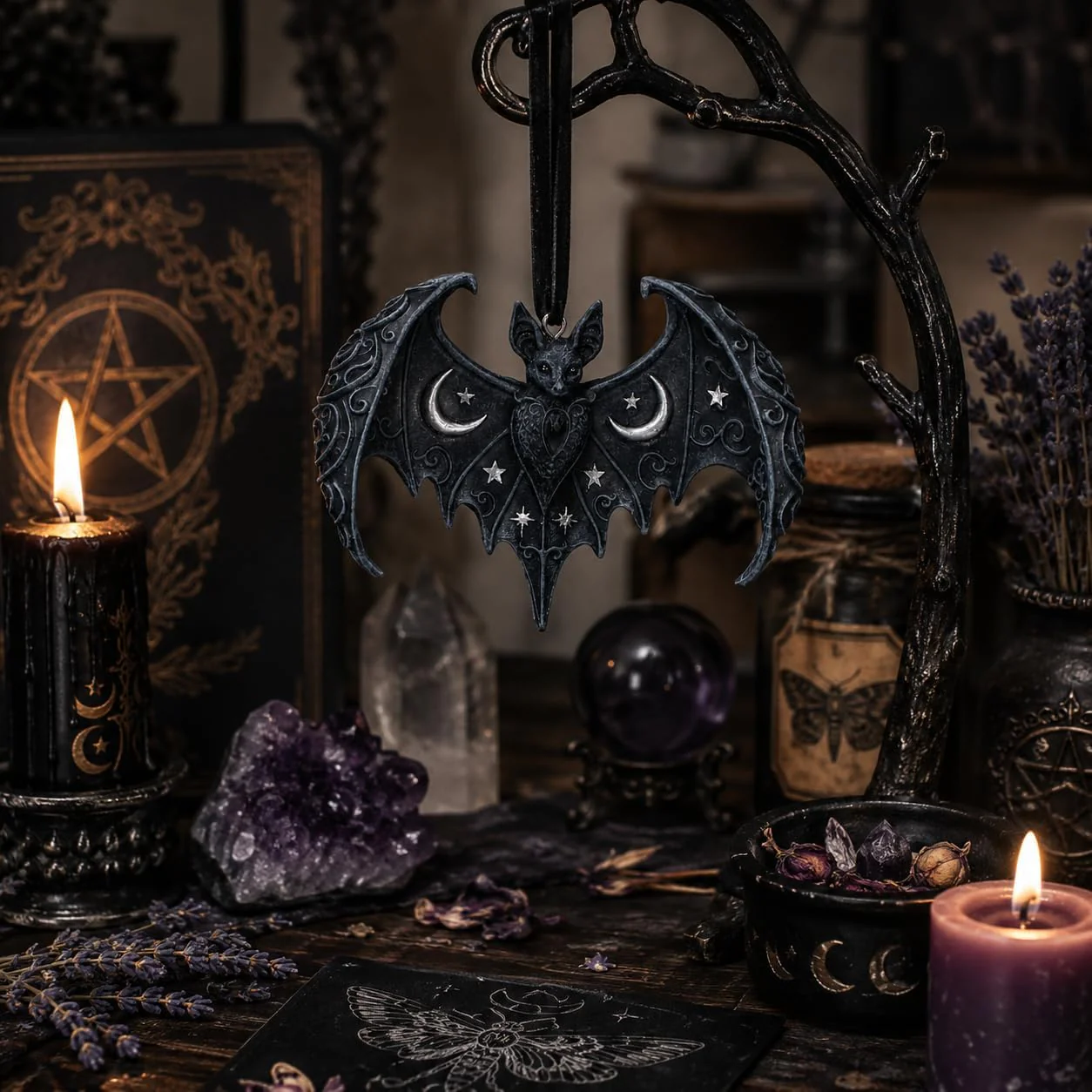 House of Obscura Gothic Hanging Ornament – Resin Dark Fantasy Decoration Collection (Lunar Wing Bat - Image 6