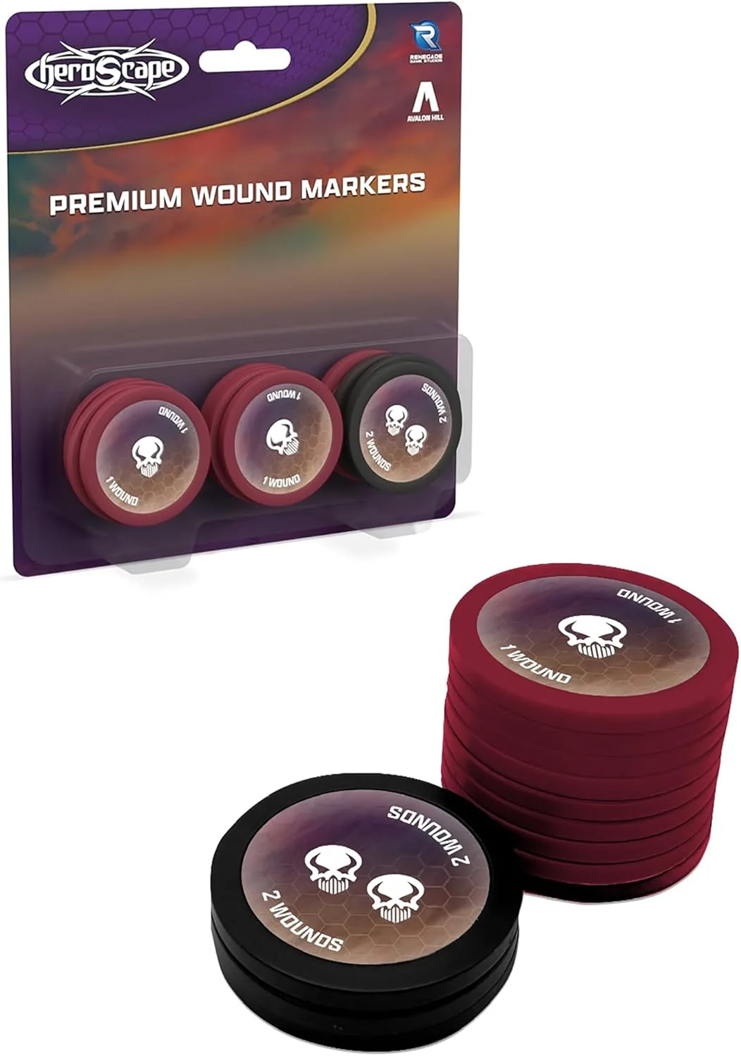 Renegade Games: Heroscape - Premium Wound Markers - 12 Piece Set, 1 & 2 Wound Tokens, Make Tracking Faster & Cleaner, RPG Accessory, Game Add-On - Image 4