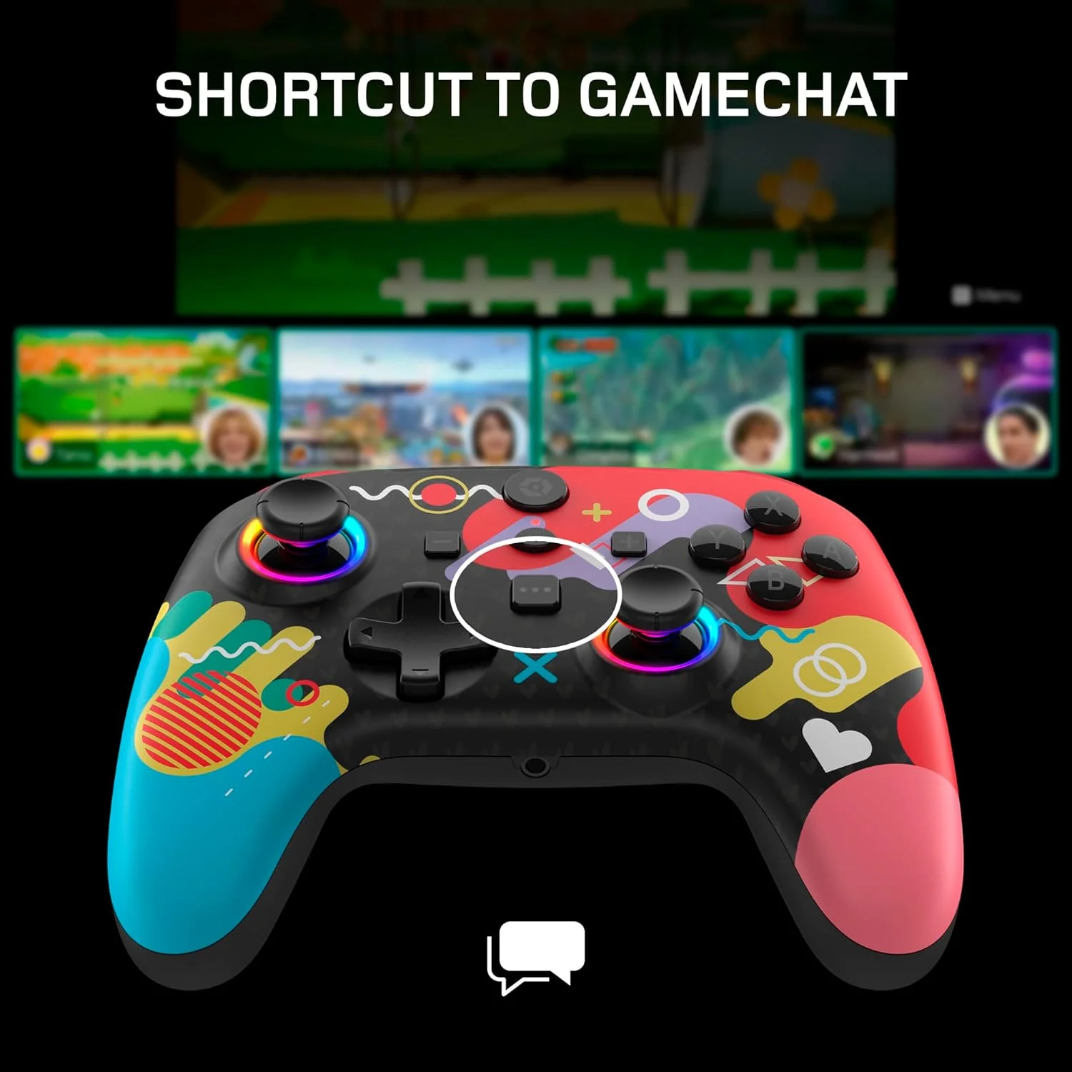 Gioteck WX5+ Doodle - Wireless Controller for Nintendo Switch 2 - Chat Menu Button - Hall Effect Thumbs and Triggers - Customisable RGB - Programmable Back Buttons - Image 4