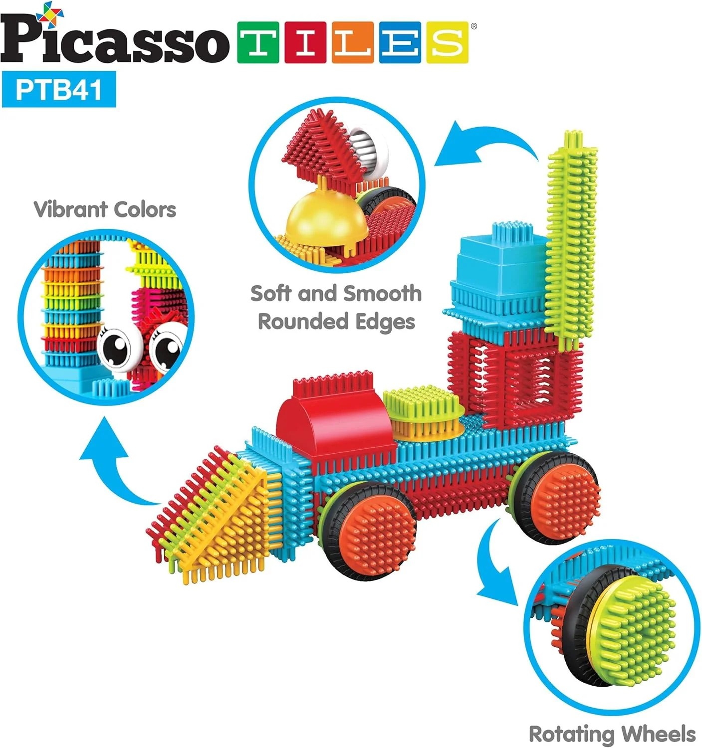 Picasso Speelgoed 41 st Egel Egel Blokken Bouwstenen Bouw Speelgoed Set w/IdeaBook Leren Speelset Geen Magnetische STEM STOOM Educatieve Kit Kind Hersenen Ontwikkeling Voorschoolse Kleuterschool PTB41 - Image 3