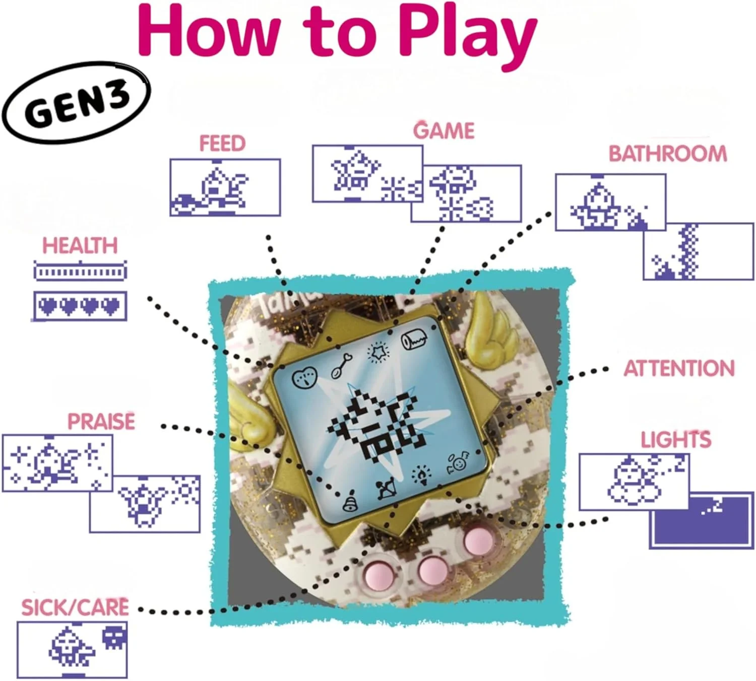 TAMAGOTCHI Bandai Original Angel Carousel Digital Pet | Nurture And Raise The Original Electronic Pet Japanese Kids Toys For Girls And Boys Make Great 90s Retro Gifts - Image 7