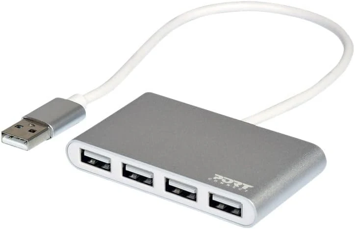 Port Designs 4 Ports 2.0 USB Hub, Silver - Image 3