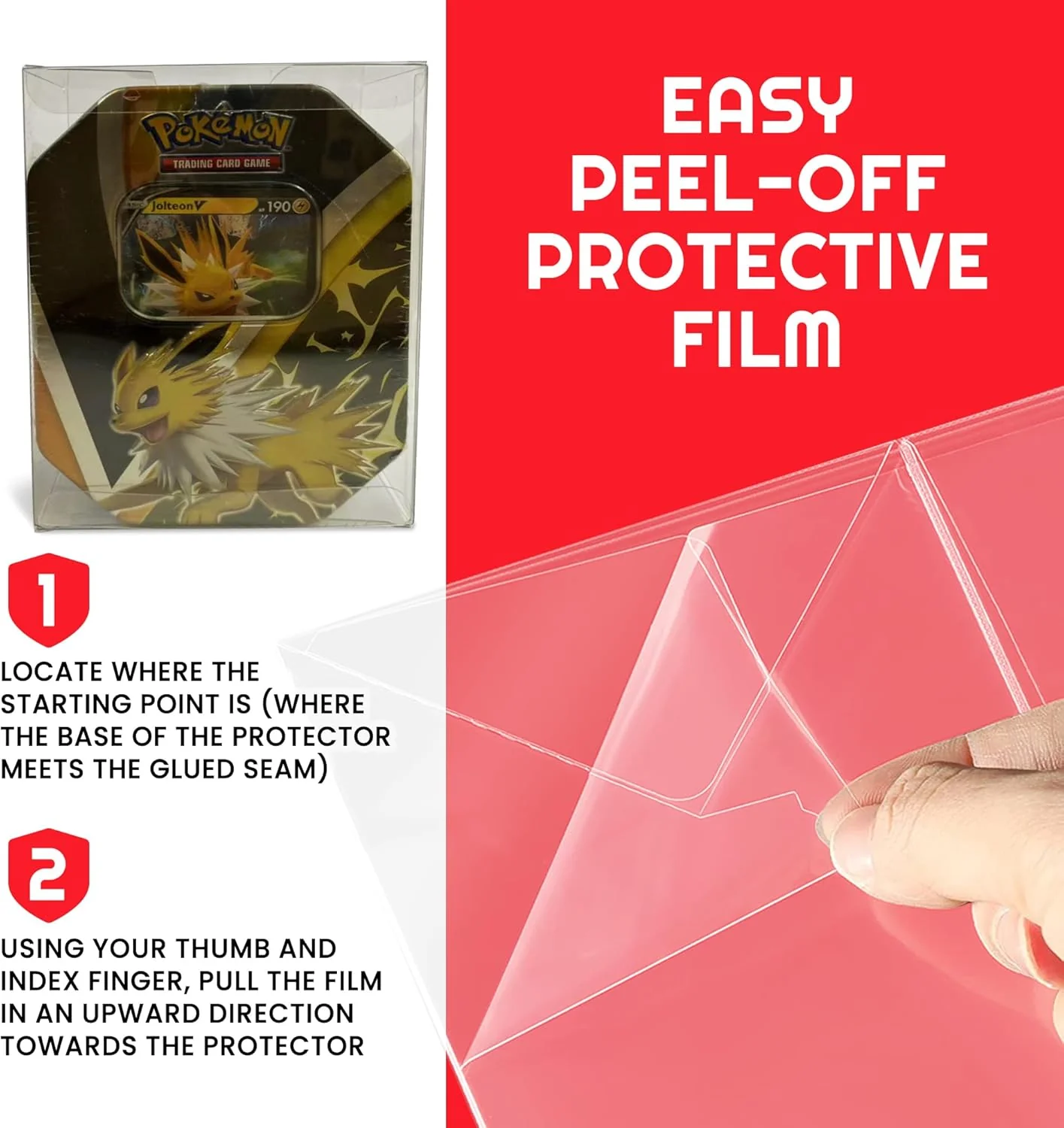 EVORETRO Plastic Display Case Protector for Pokemon Medium Tin Packaging - 5-Pack 0.40 mm Thick Archival Grade, Clear Transparent Protective Cases, Stackable, Custom Fit for Easy Setup and Storage - Image 4