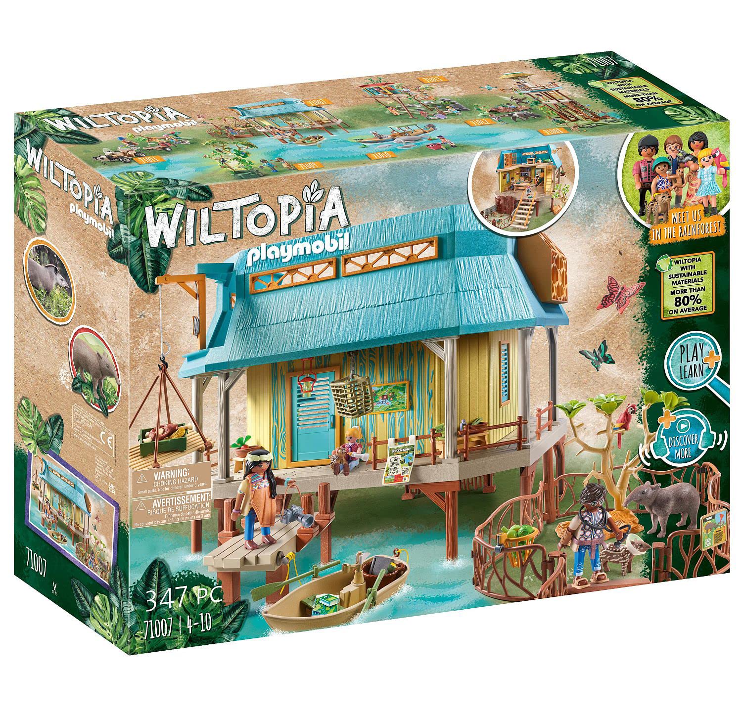 Playmobil 71007 Wiltopia Animal Care Station with Light Effects, collectable and educational animal toy for kids, sustainable toy, fun imaginative role play, playsets suitable for children ages 4+