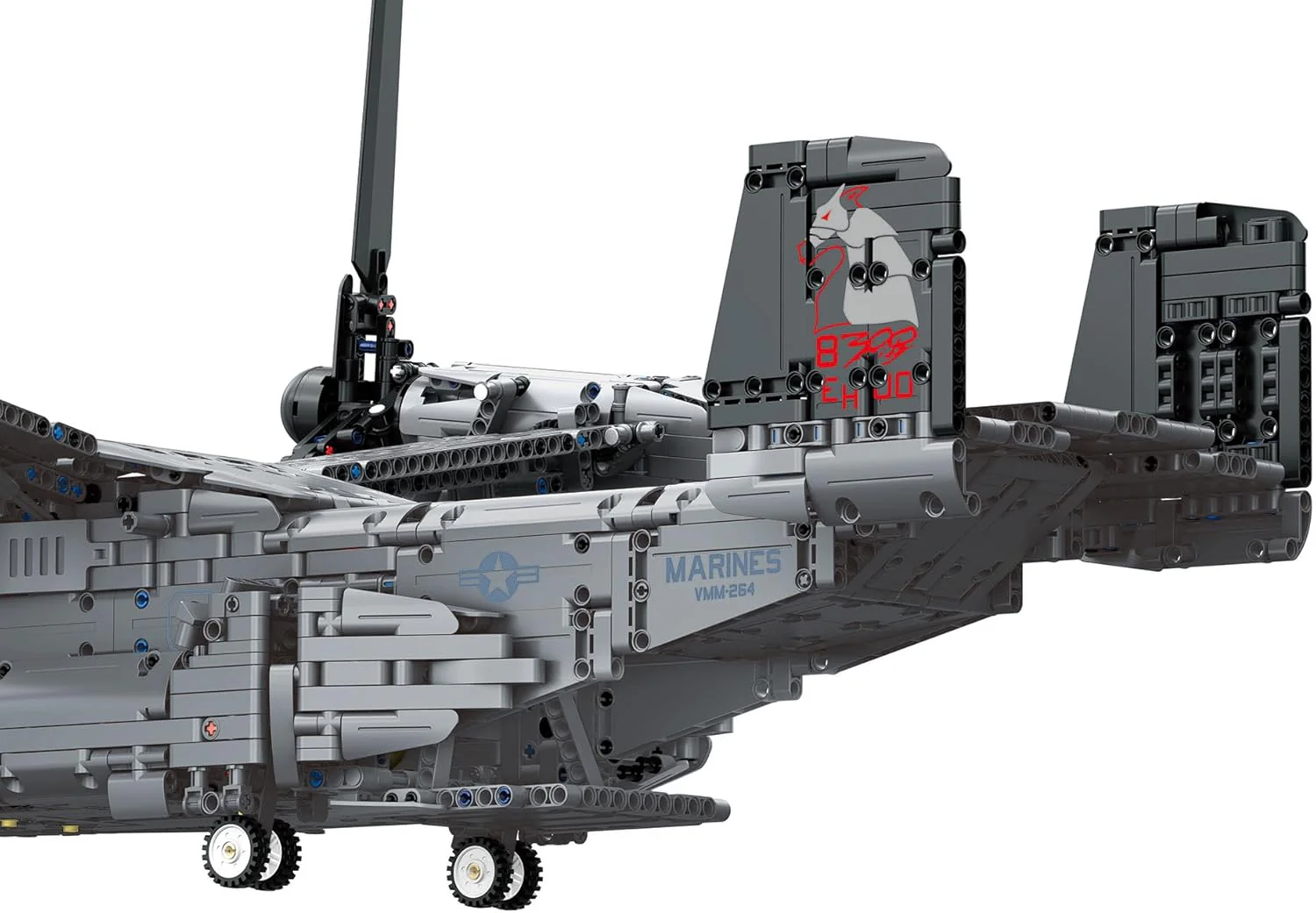 Revell Brick System 00961 Bell Boeing V-22 Osprey - Brick Model Kit - 1:25 Scale Unbuilt, 85.3cm in width, 3,730 Pieces, Includes Display Stand and Stickers For Decoration - Image 4