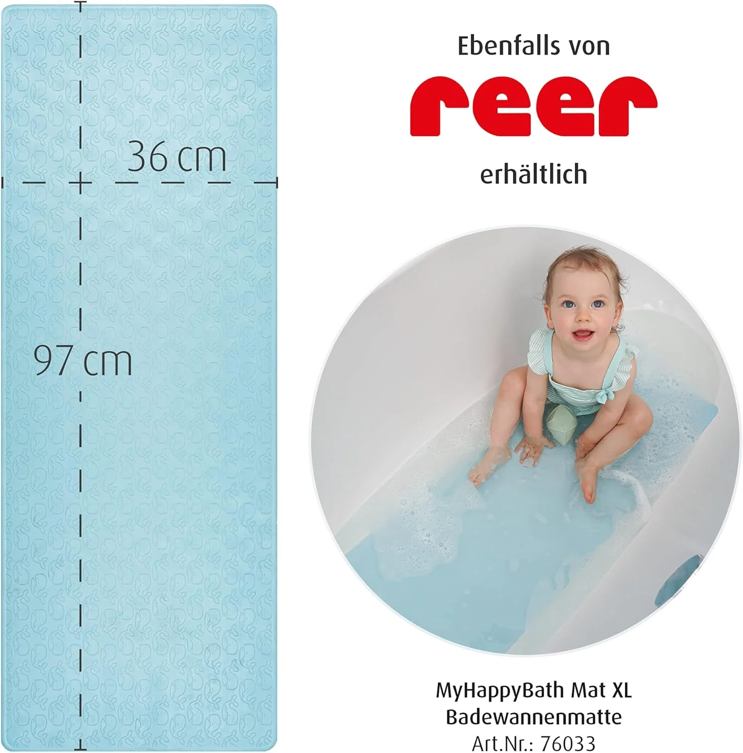 Reer - Myhappybath Baby Bath Mat - Blue - 42 X 25 Cm - Image 2