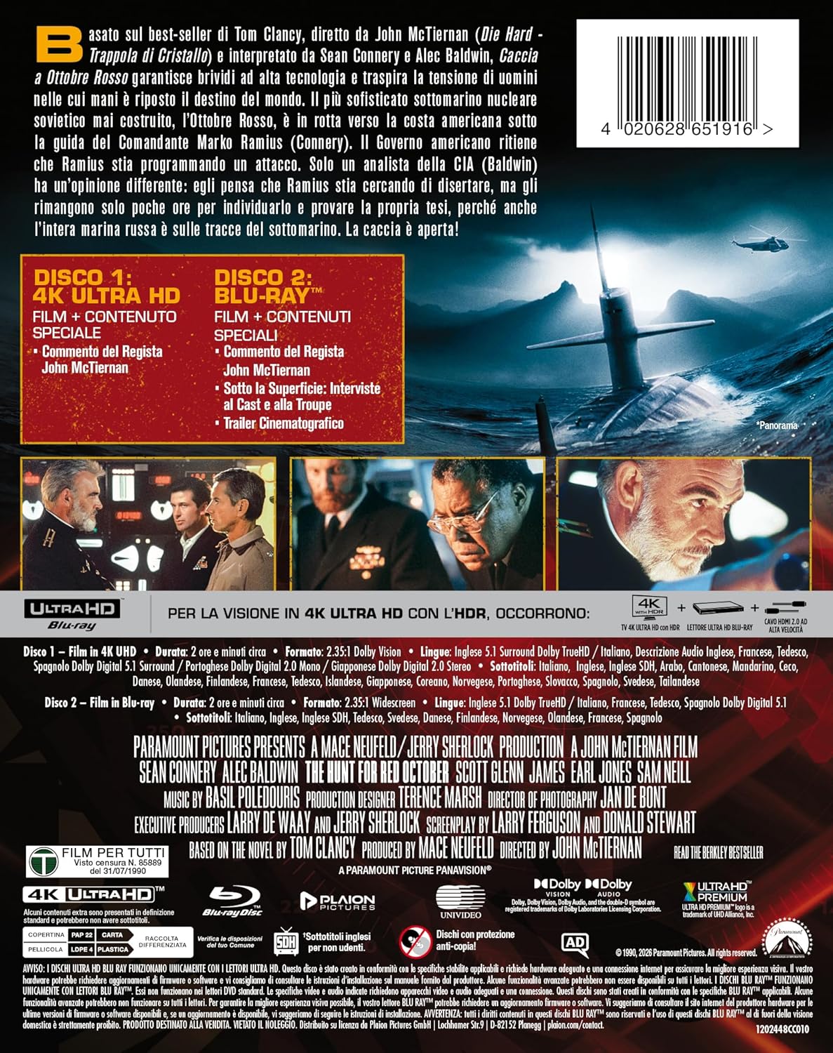 Caccia A Ottobre Rosso (Steelbook) (4K Ultra Hd+Blu-Ray) - Image 3