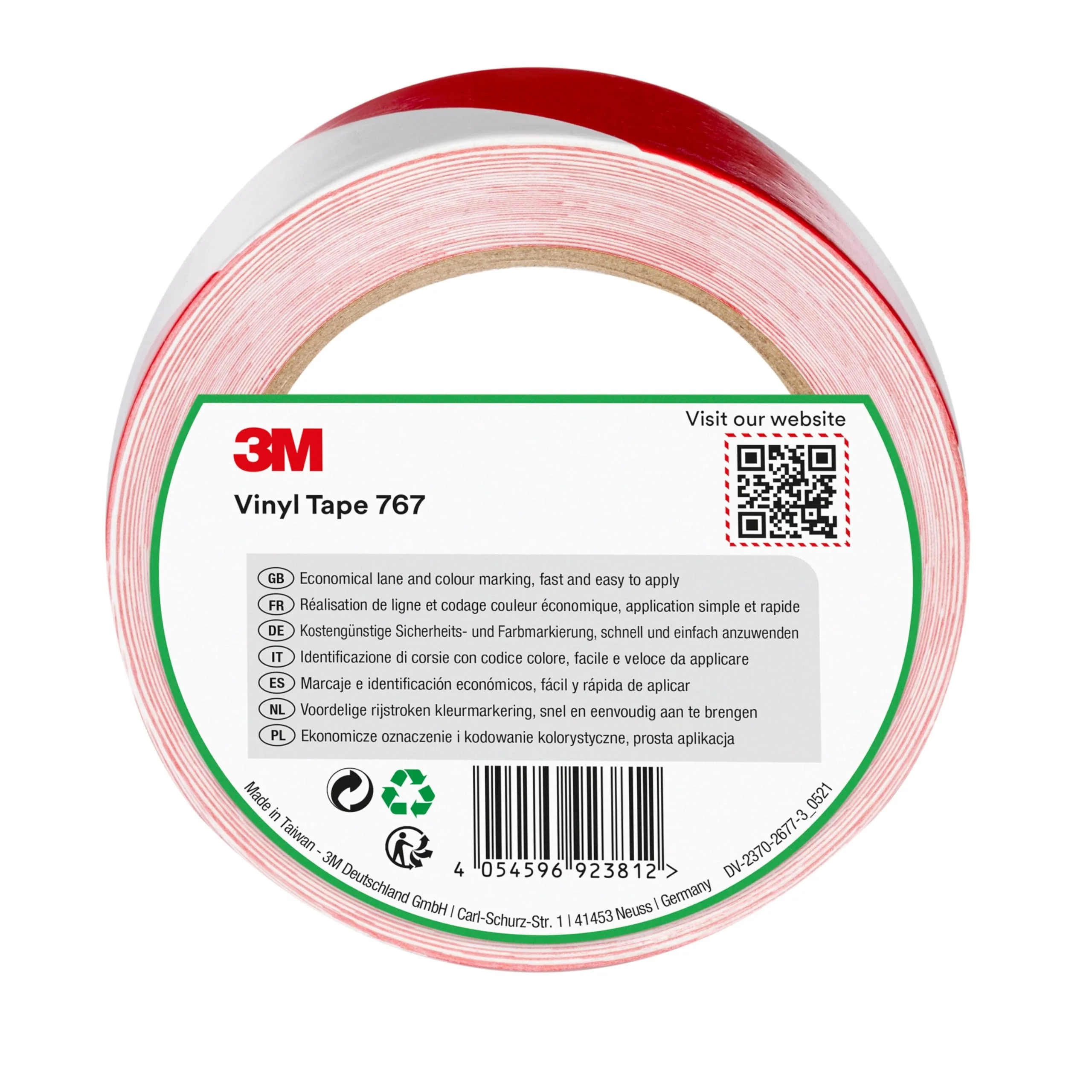 3M Nastro di segnalazione 767I rosso/bianco, 50 mm x 33 m