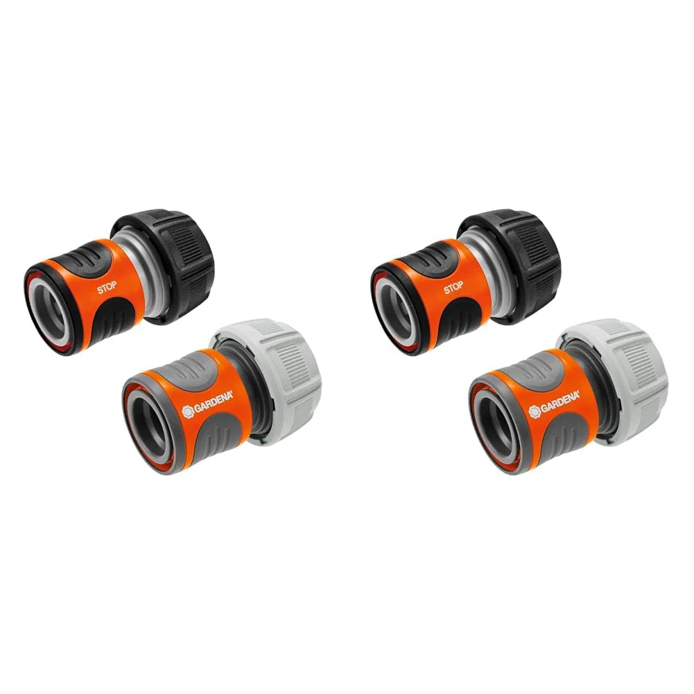Gardena Hose Connector Set 19 mm (3/4 inch): for The Beginning and end of The Hose, Connector to fit All Original System Parts, UV and Frostproof (18275-20) (Pack of 2