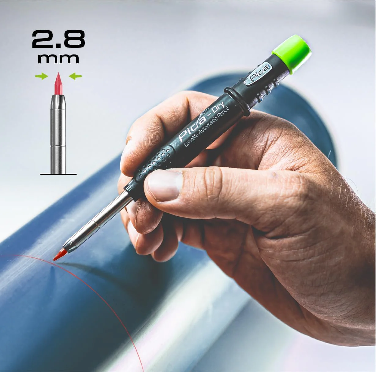 Pica 4070 I 8-delig speciaal reserve-minen set voor Pica Dry 3030 diepboormarker I zomermine I waterbestendig I stabiel tot 70°C I 3x grafiet 2B, 3x rood, 2x wit in stevige kunststofdoos - Image 5