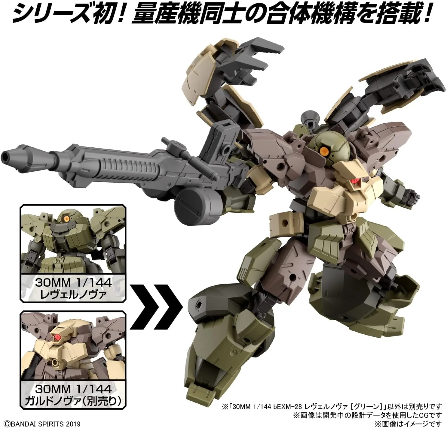 Bandai Model Kit GUNDAM - 30mm 1/144 bEXM-28 Revernova Green - Model Kit, Black - Image 5