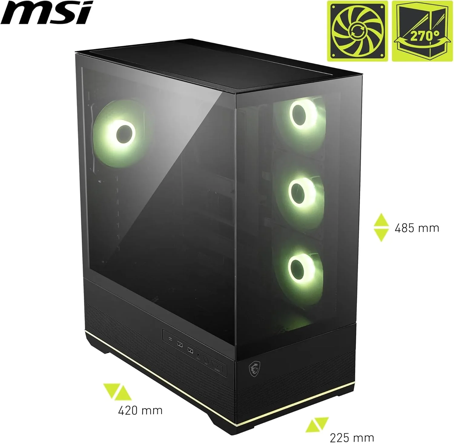 MSI MAG PANO 110R PZ - Mid-tower Gaming PC Case - Supports up to 400 mm GPU in length, Removable Dust Filters, USB 20Gbps (Type-C), Back-connect ATX & Micro-ATX Motherboard support - Image 3
