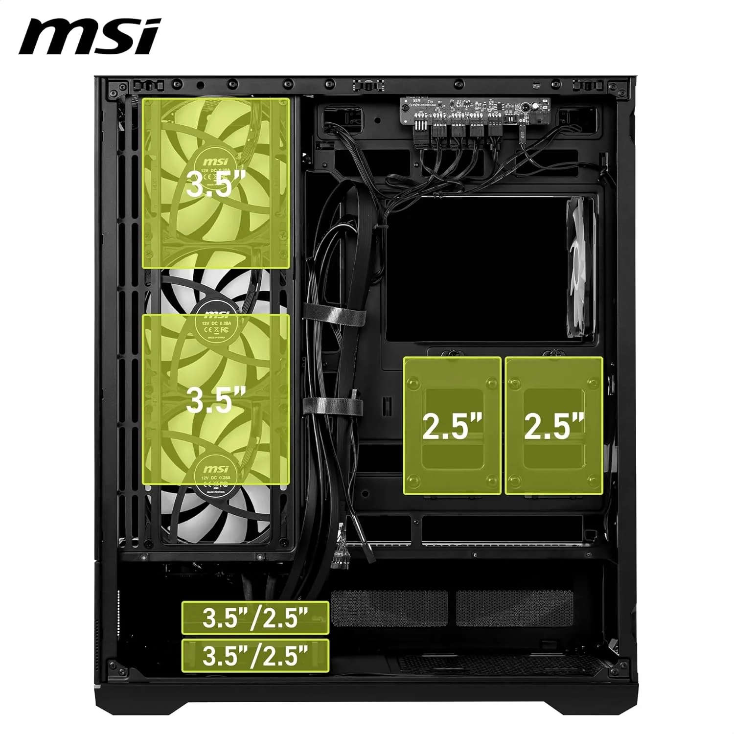 MSI MAG PANO 110R PZ - Mid-tower Gaming PC Case - Supports up to 400 mm GPU in length, Removable Dust Filters, USB 20Gbps (Type-C), Back-connect ATX & Micro-ATX Motherboard support - Image 5