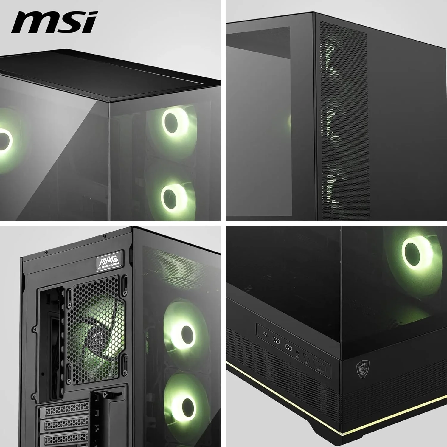 MSI MAG PANO 110R PZ - Mid-tower Gaming PC Case - Supports up to 400 mm GPU in length, Removable Dust Filters, USB 20Gbps (Type-C), Back-connect ATX & Micro-ATX Motherboard support - Image 6