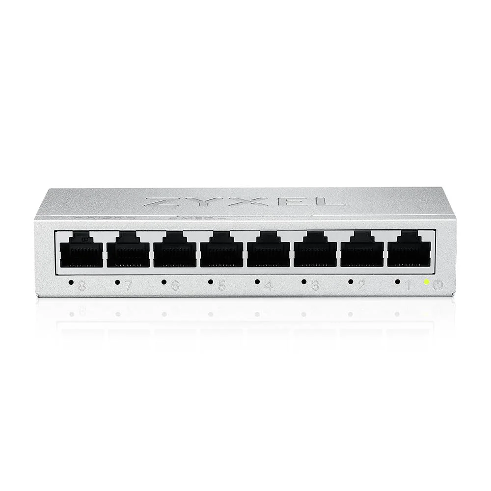 Zyxel 8-Port Gigabit Switch | Unmanaged | Desktop or Wall Mount | Easy Installation | Fanless | Metal Housing | Ethernet Splitter Network Hub | GS-108B v5