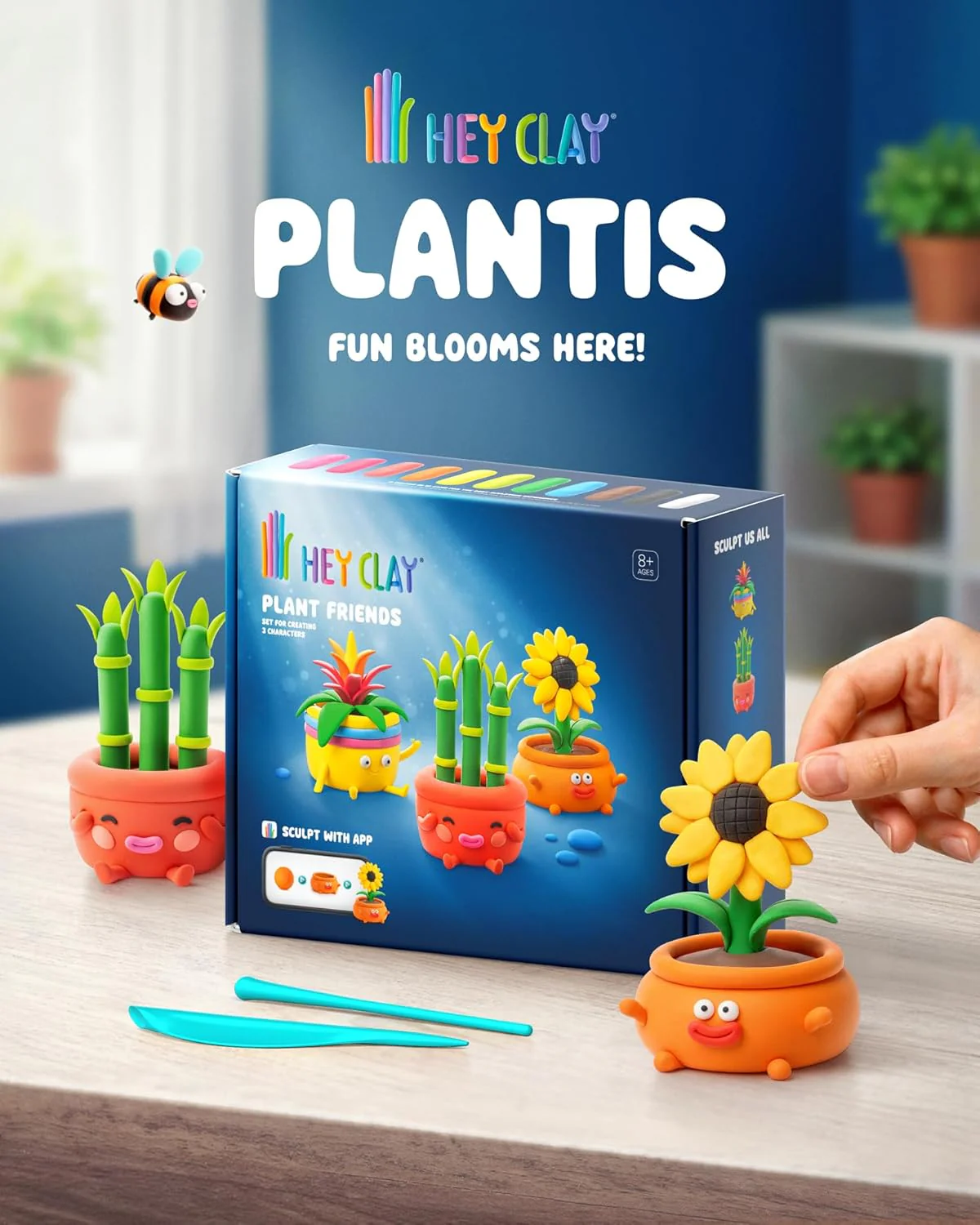 HEY CLAY Plant Friends Set – 15 Cans Air Dry Modeling Clay Kit for Kids with Free App – 3D Step-by-Step Instructions – Creative Arts and Crafts Sculpting Toy, DIY Gift for Boys & Girls Ages 8+ - Image 3